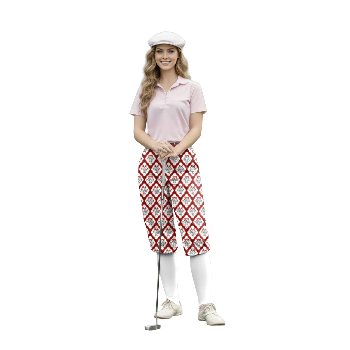 Personalize And Add To Cart Men's Christmas red holly Polo Womens Golf Knickers Pants