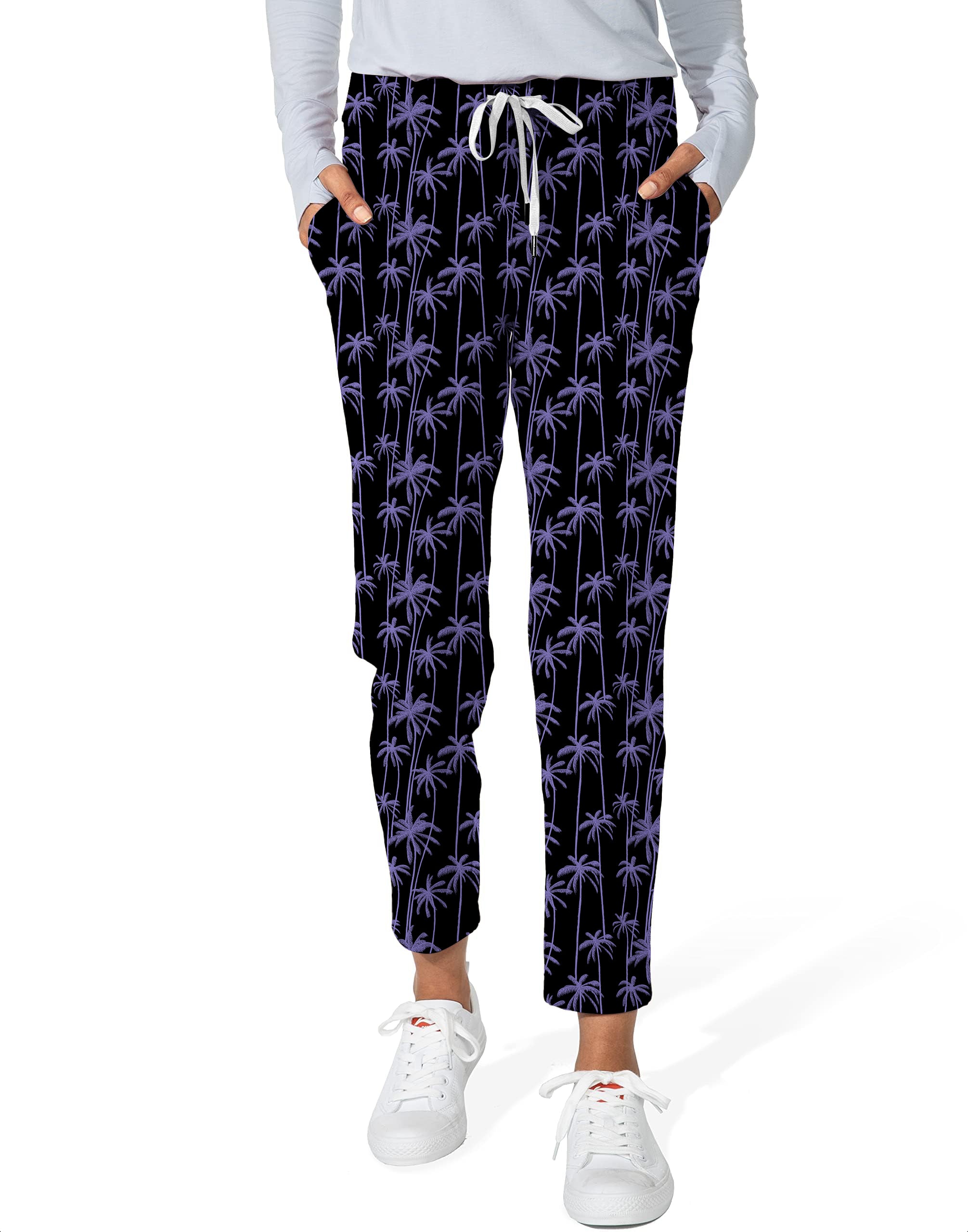 Purple Coconut Tree Women's 7/8 Stretch Ankle Golf Pants