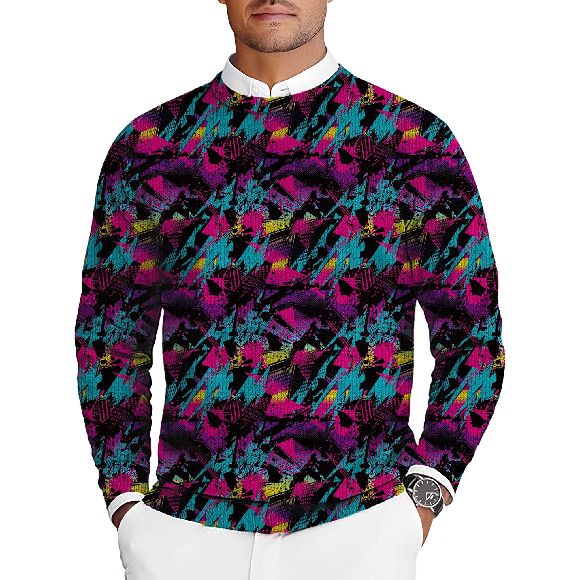 Retro er Men's Golf Crewneck Pullover Sweaters Ugly Sweater