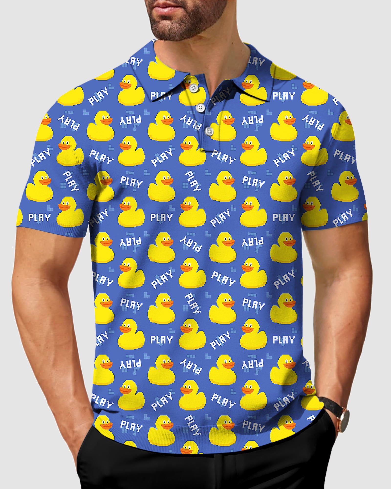 Men's Yellow duck Golf Polo