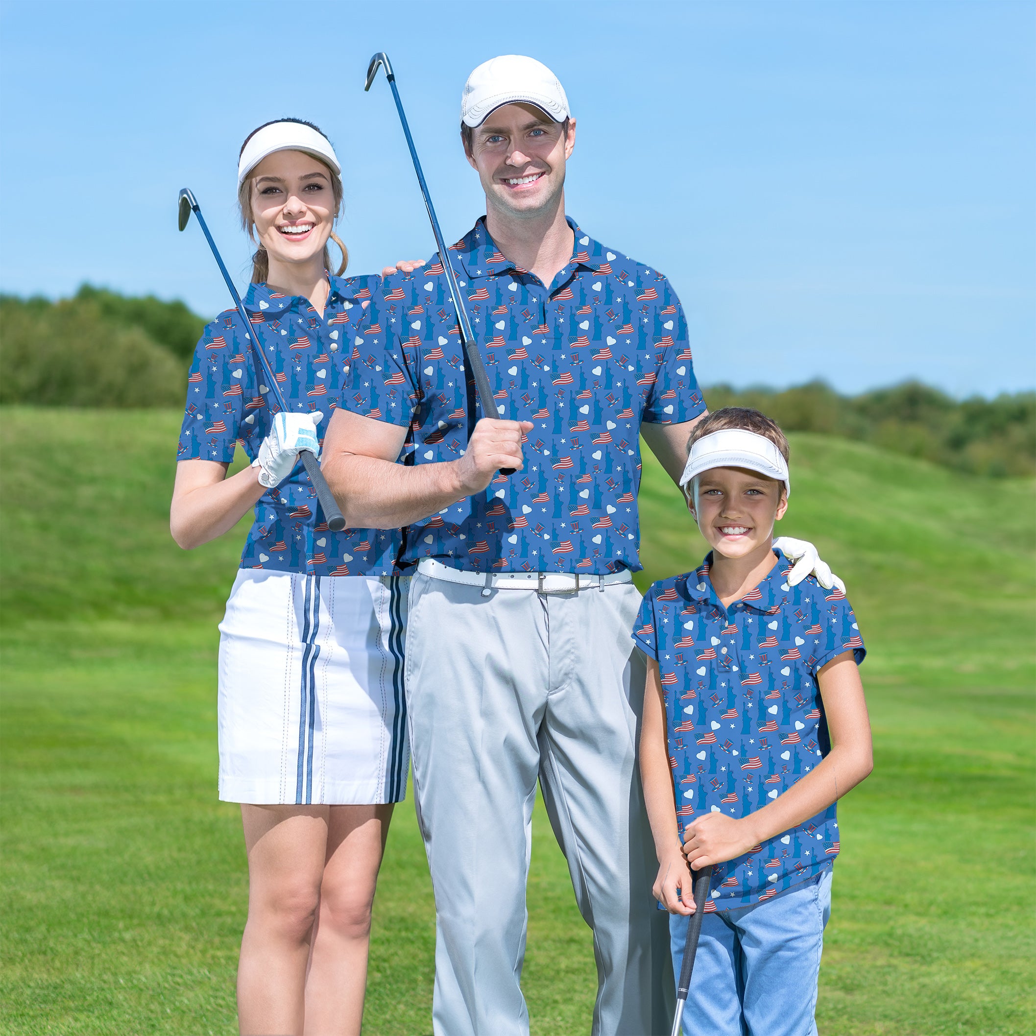 Golf Polo Couple Family set The Statue of Liberty tournament