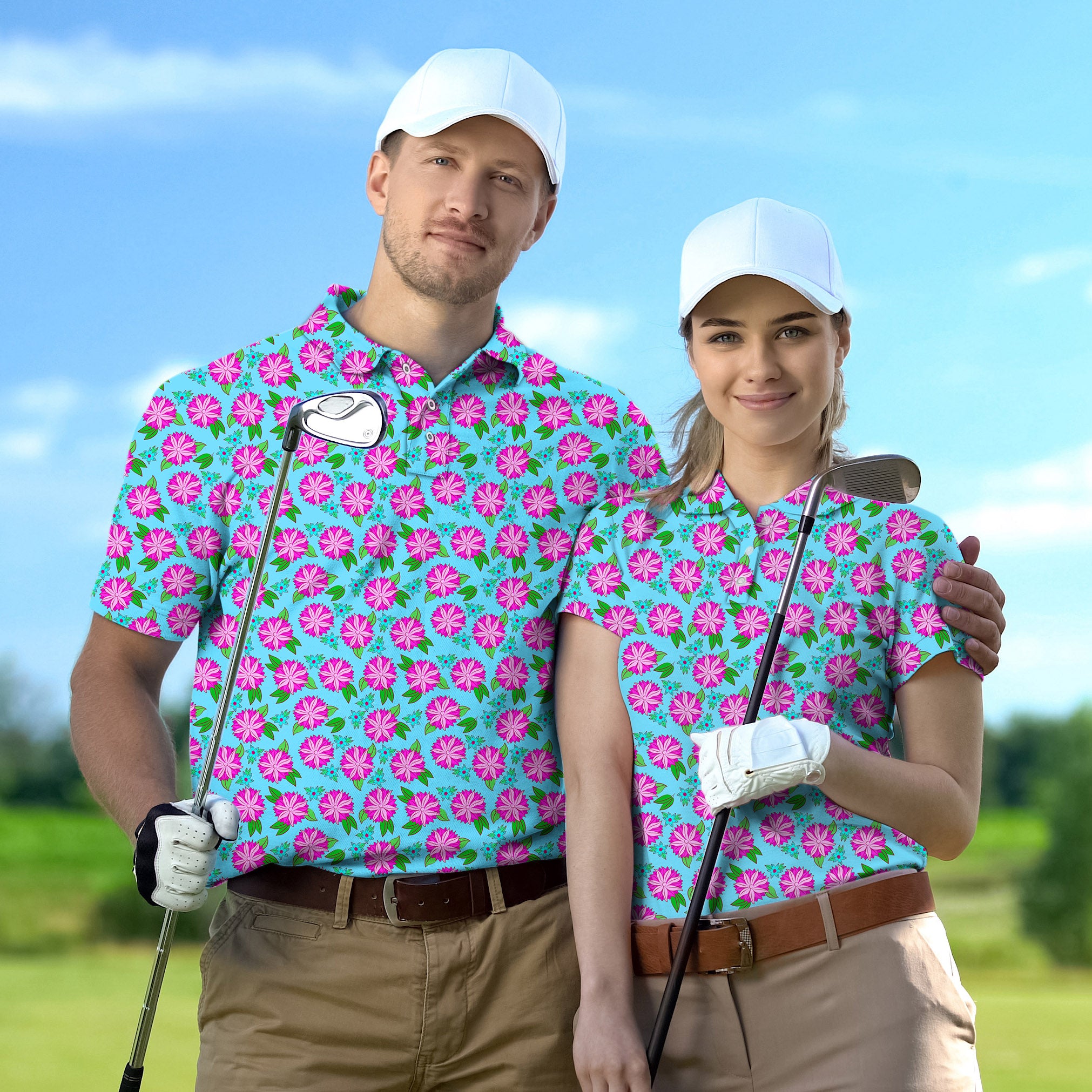 Golf Polo Couple Family set flower tournament