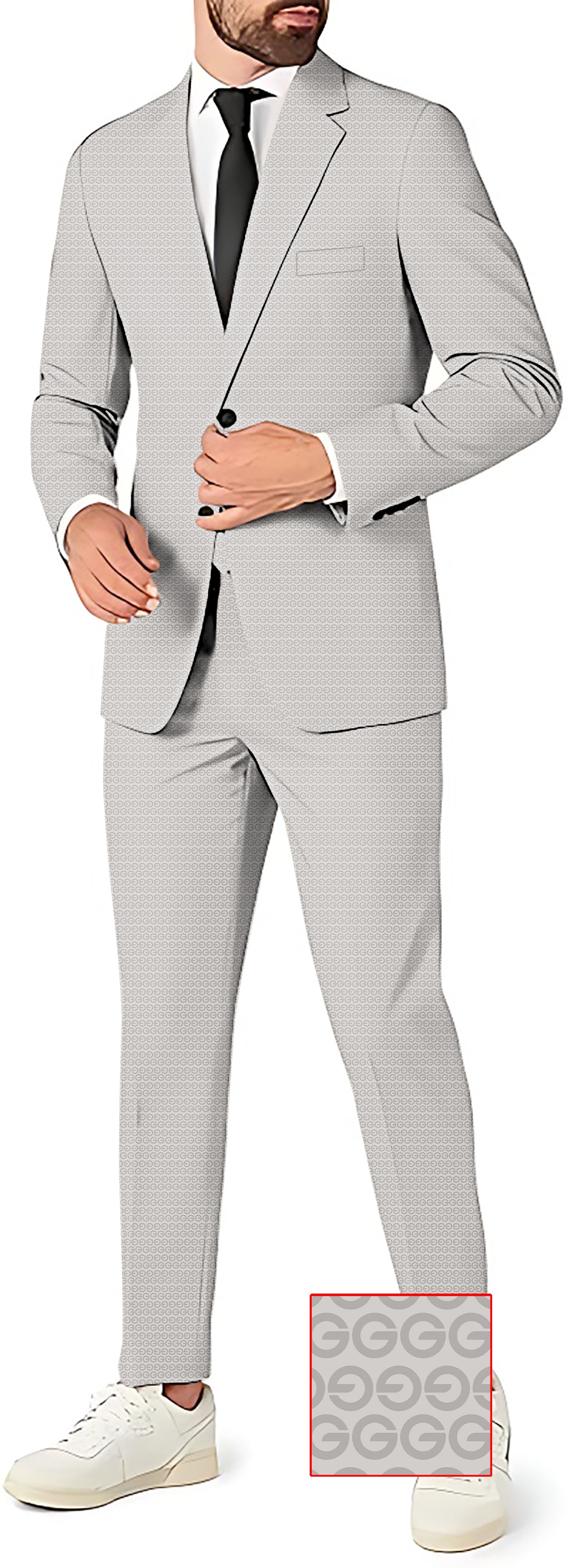 Beige G men's party costume with blazer, pants, and vest set for themed events