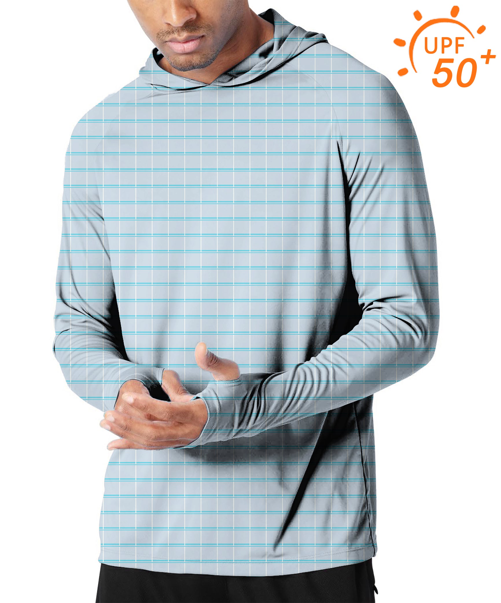Men's Outdoor Sky blue checkered Golf Sun Protection Slim Fit  hoodies limited edition