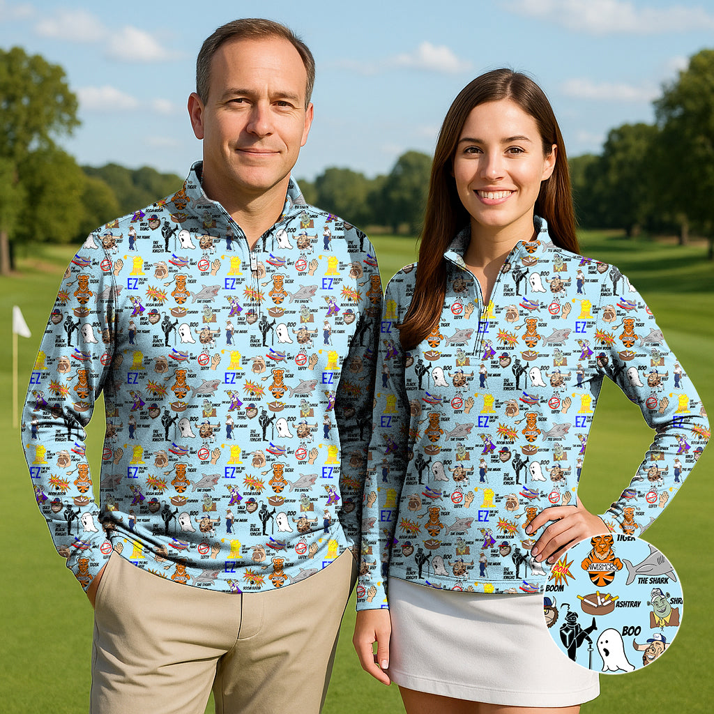 Professional Nicknames Big EZ Couple Golf Active 3/4 Zipper Top Long Sleeves