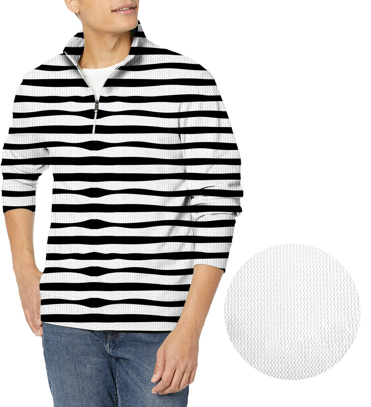 Zebra stripes Men's Golf Waffle Zipper Pullover