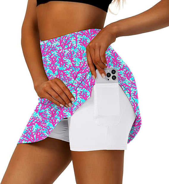 Women's Coral Reef Golf Skirts Inner Shorts Pocket