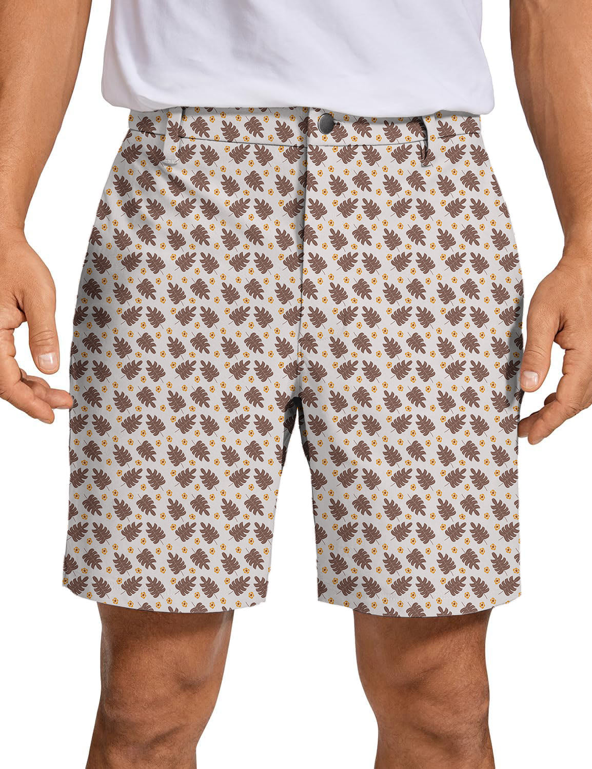Men brown palm leaf Golf Shorts limited edition