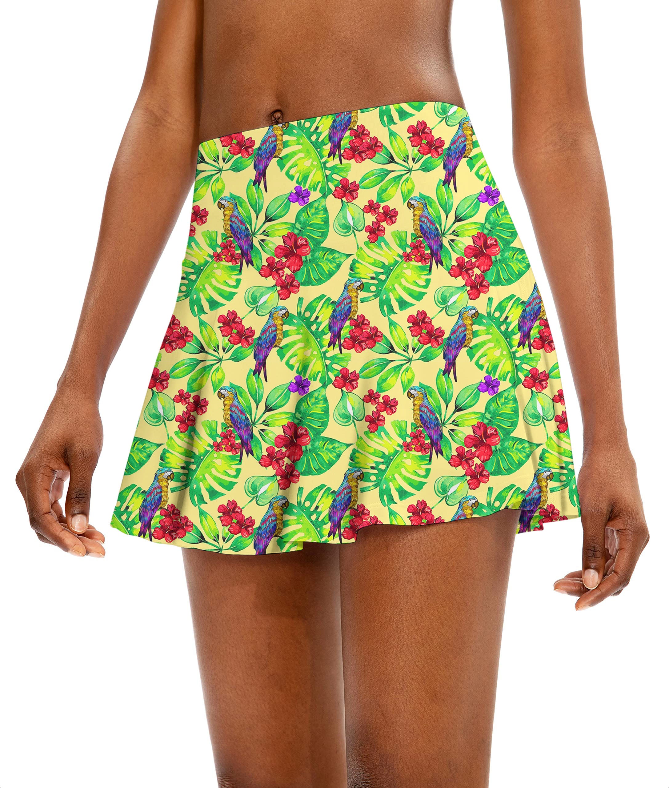 Palm Leaf Toucan Women's Athletic Golf Skorts Flared Skirts