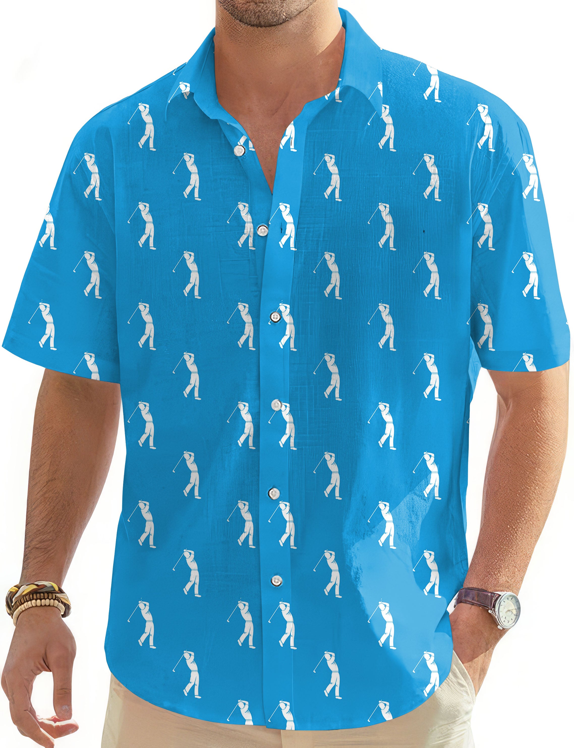 Play-Men's Golf Hawaiian Shirts Button Down Shirt