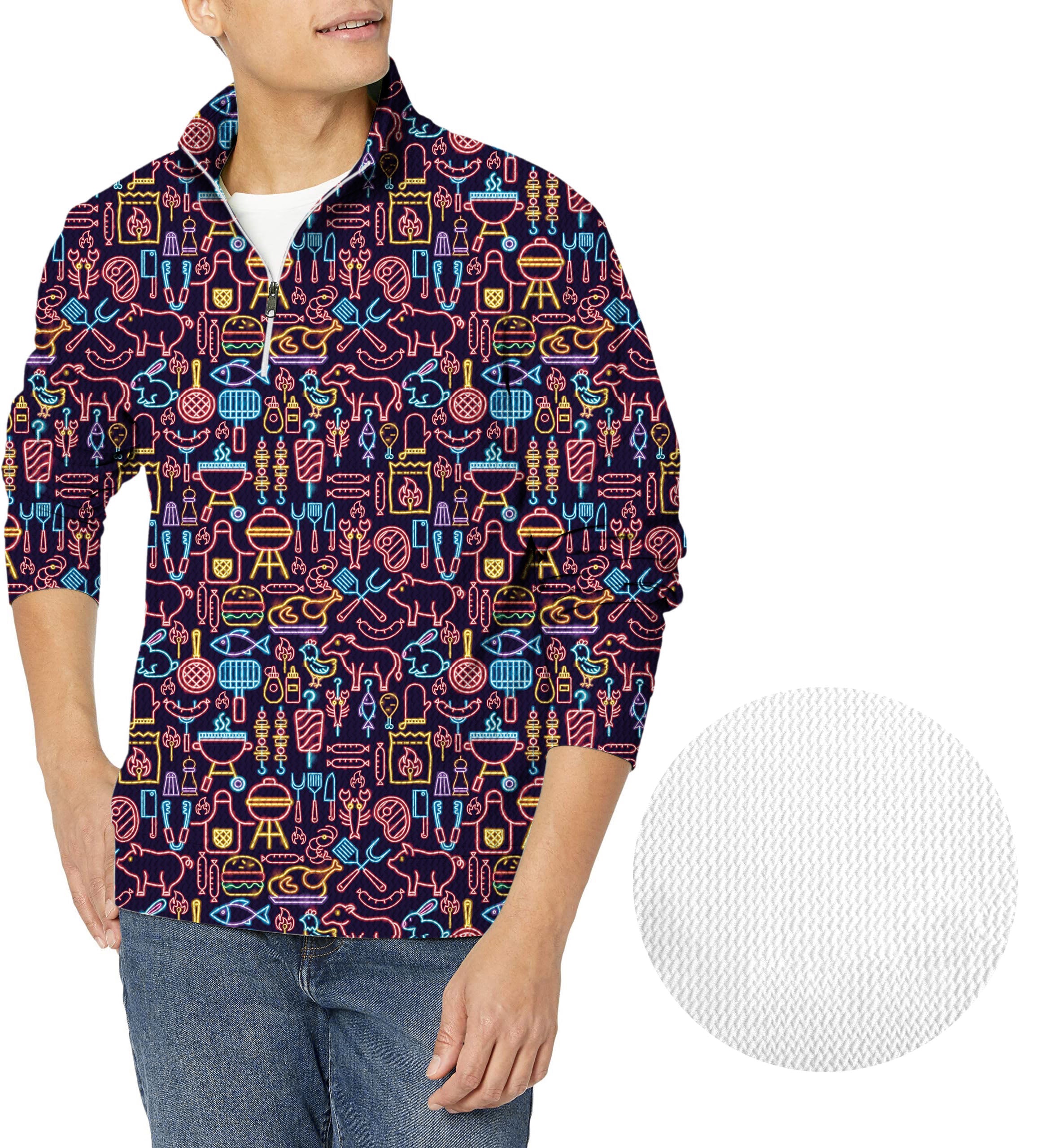 Neon bbq-Men's Golf Waffle Zipper Pullover