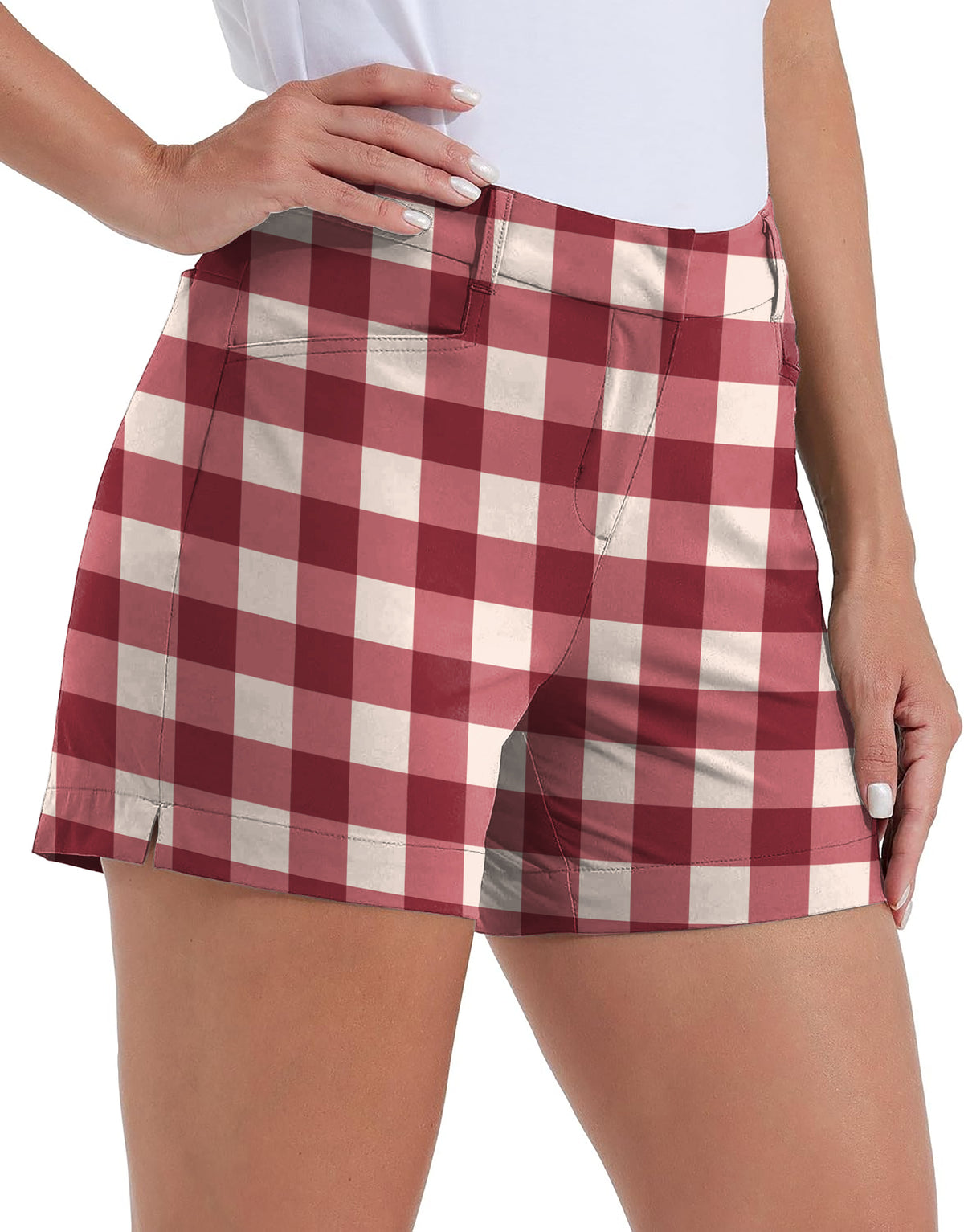 Christmas red checkerboard Polo Own Logo 4.5/7/10 Golf Shorts Quick-Drying Woman Outdoor Casual Shorts With Pockets Waterproof