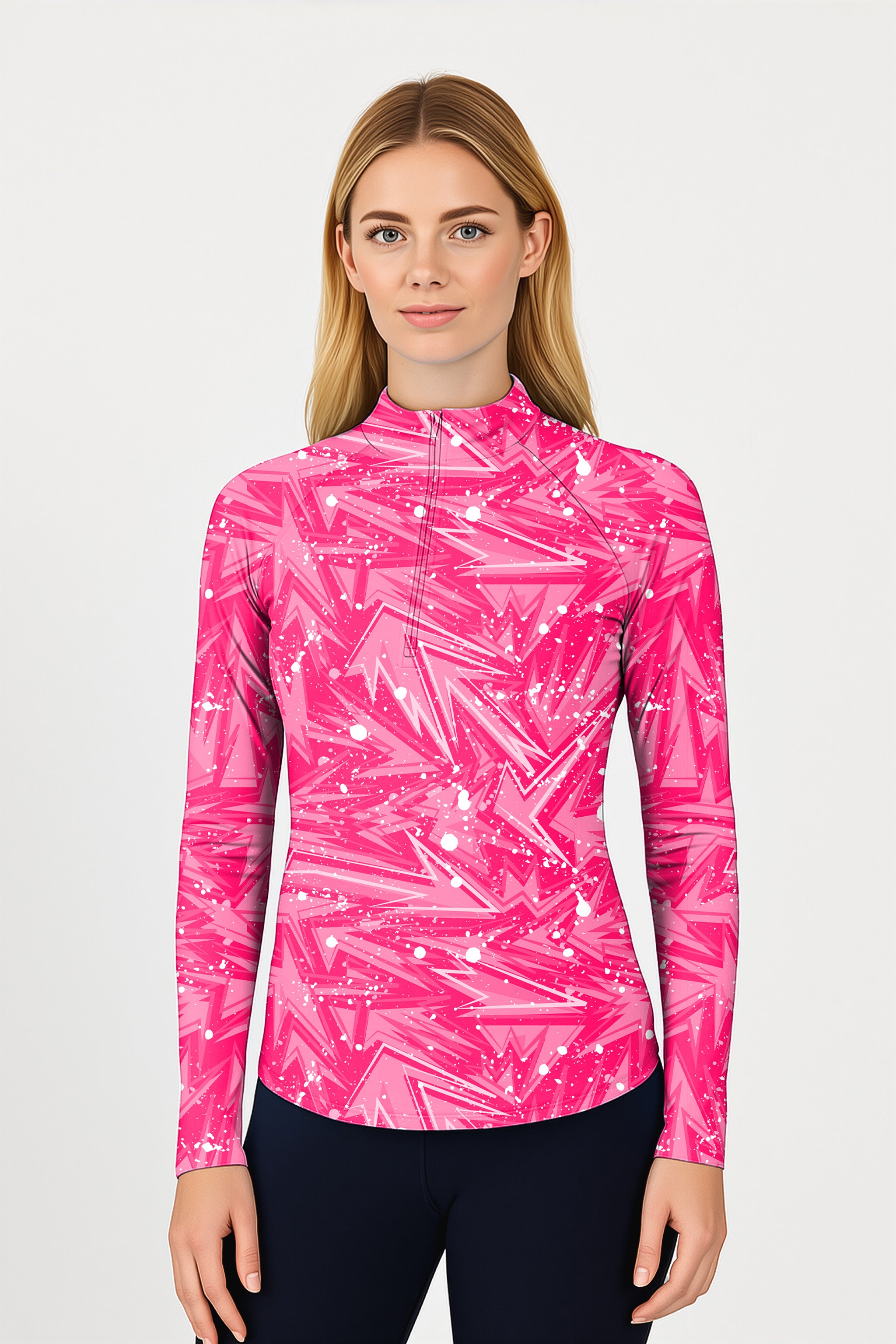 POW Women's Golf Active 3/4 Zipper Top Long Sleeves
