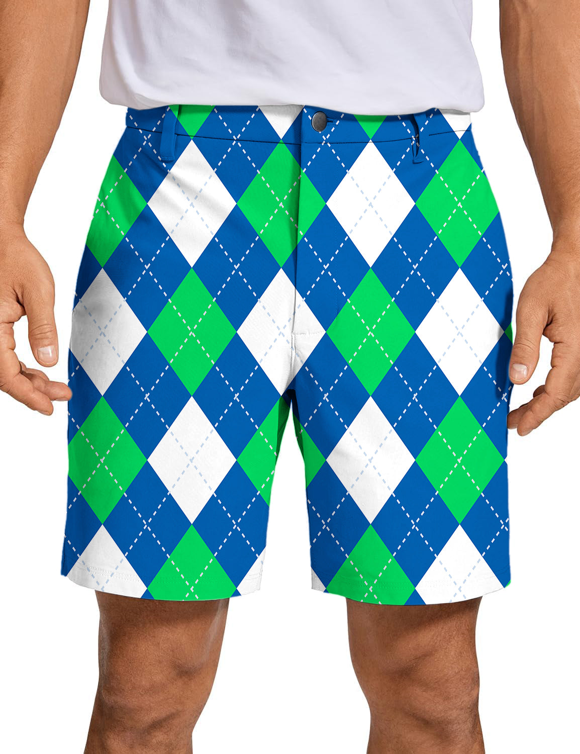 Men's Argyle green blue Golf Shorts