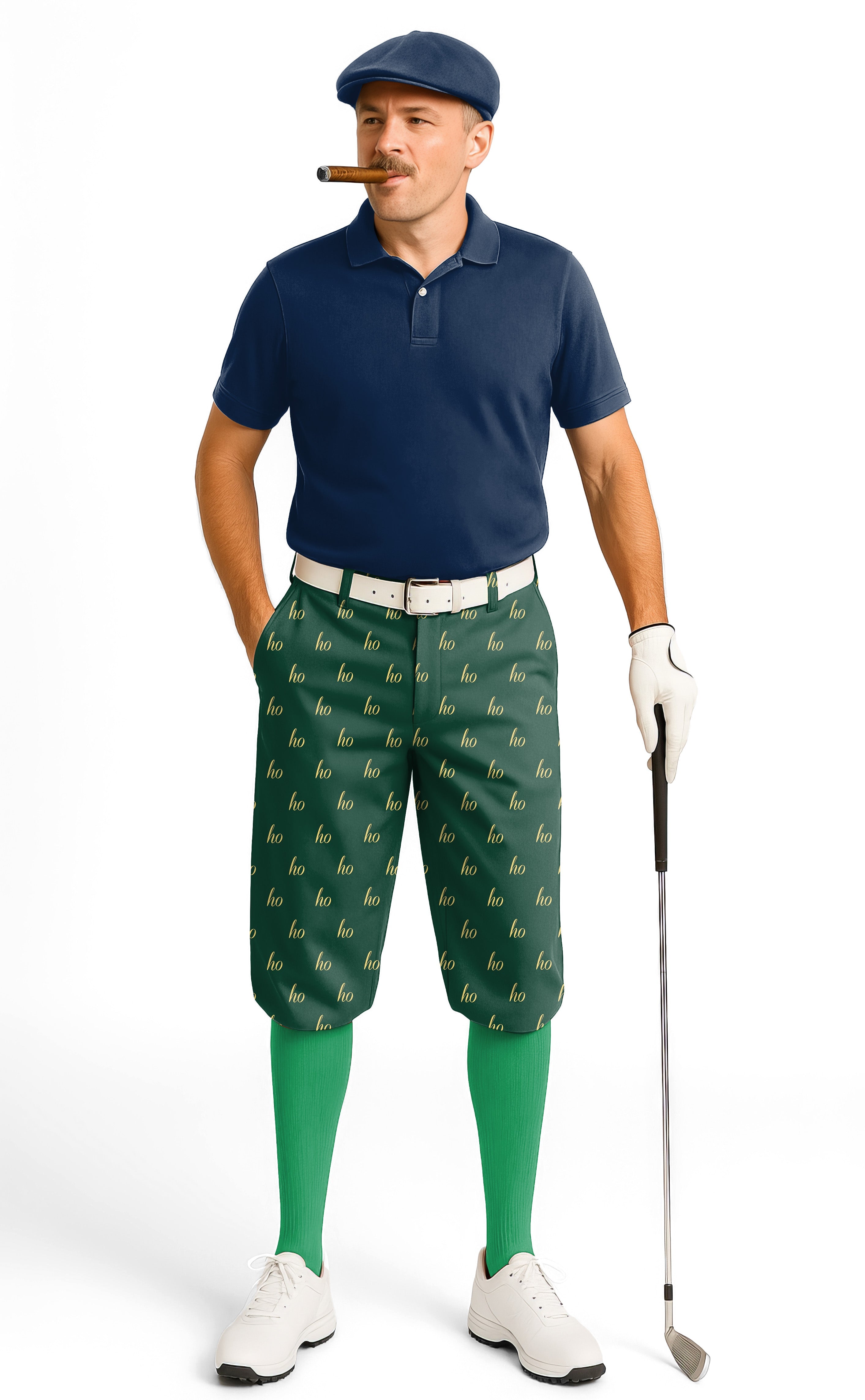 Dark Green Custom Name men's golf knickers with snug ankle cuffs and breathable performance fabric