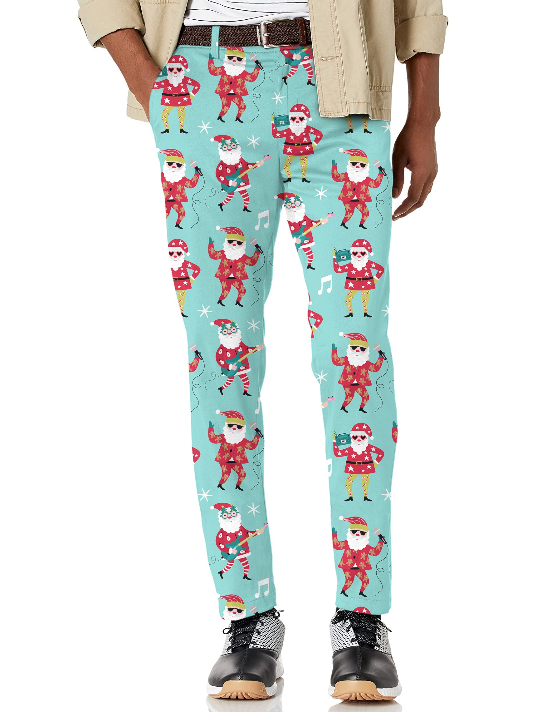 Men's Christmas Santa dance Stretch Golf Pants