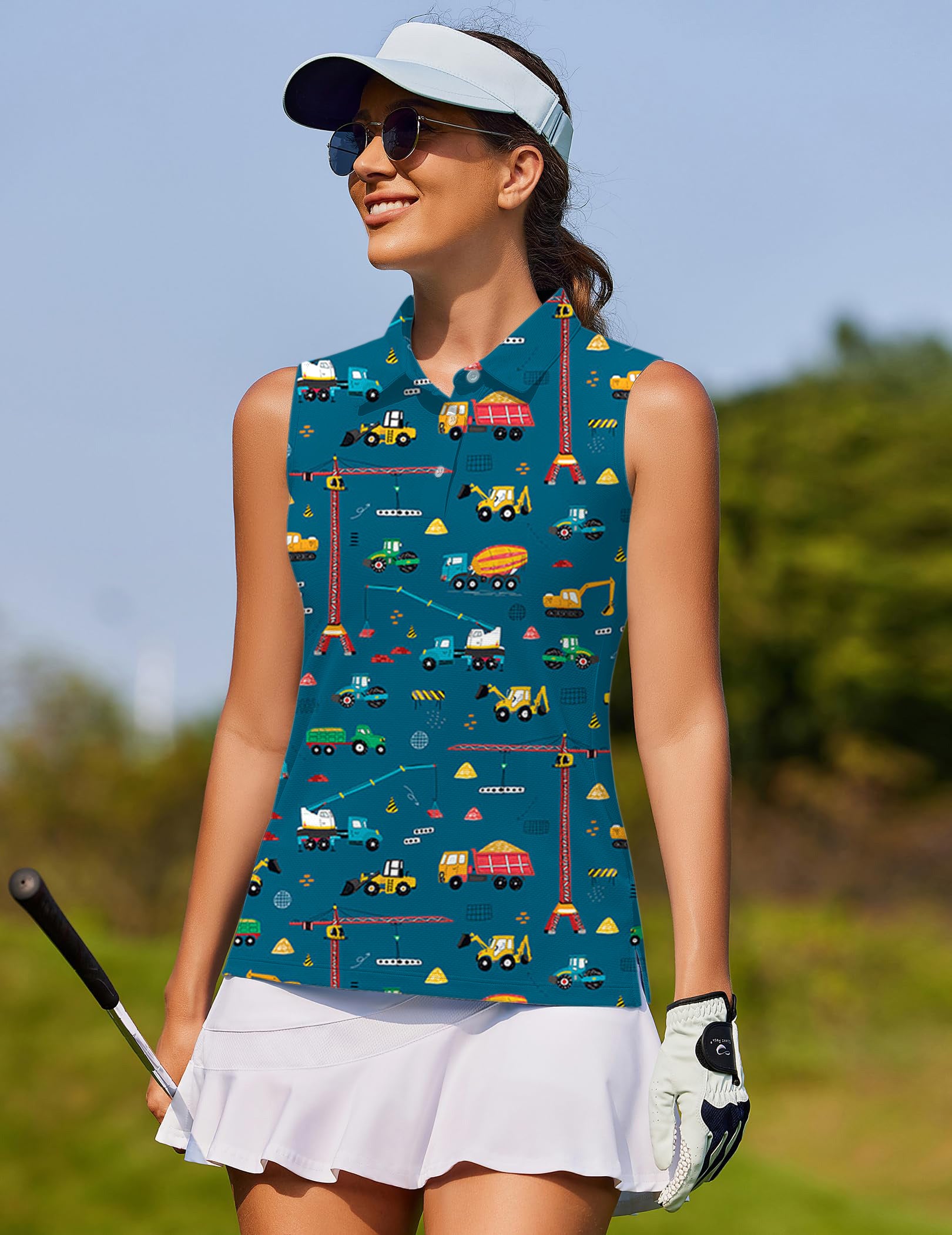 Engineering vehicle Women's golf Sleeveless shirt