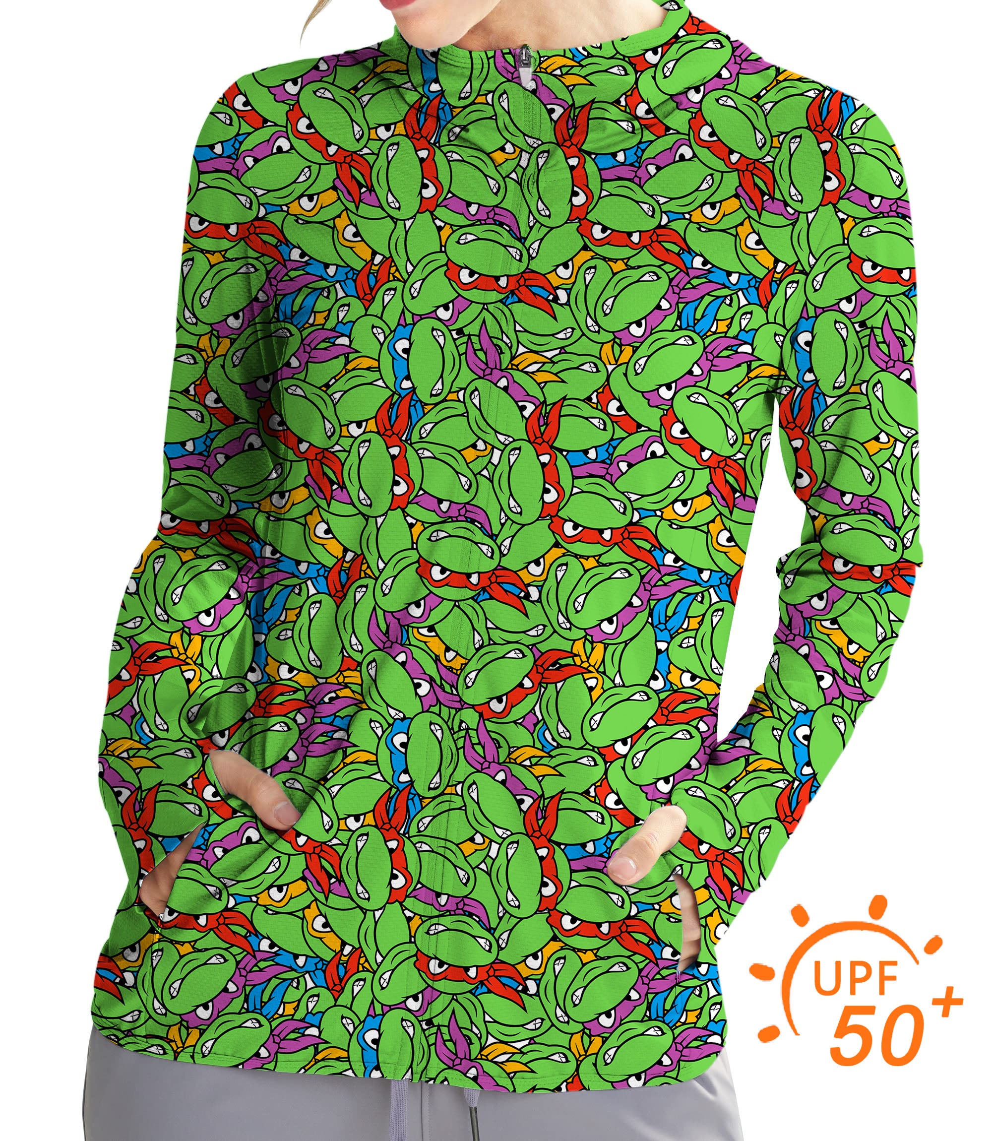 Women's Outdoor TMNT - Mean Green Golf Sun Protection Slim Fit zip hoodies