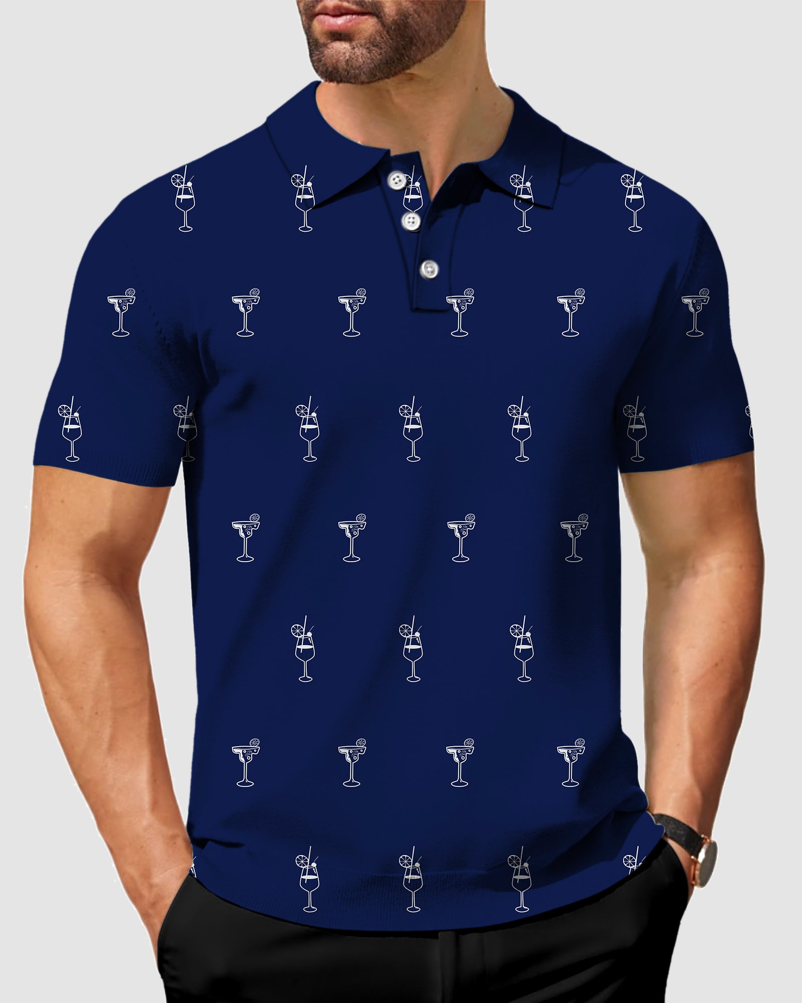 men's golf Lemon soda beverage polo