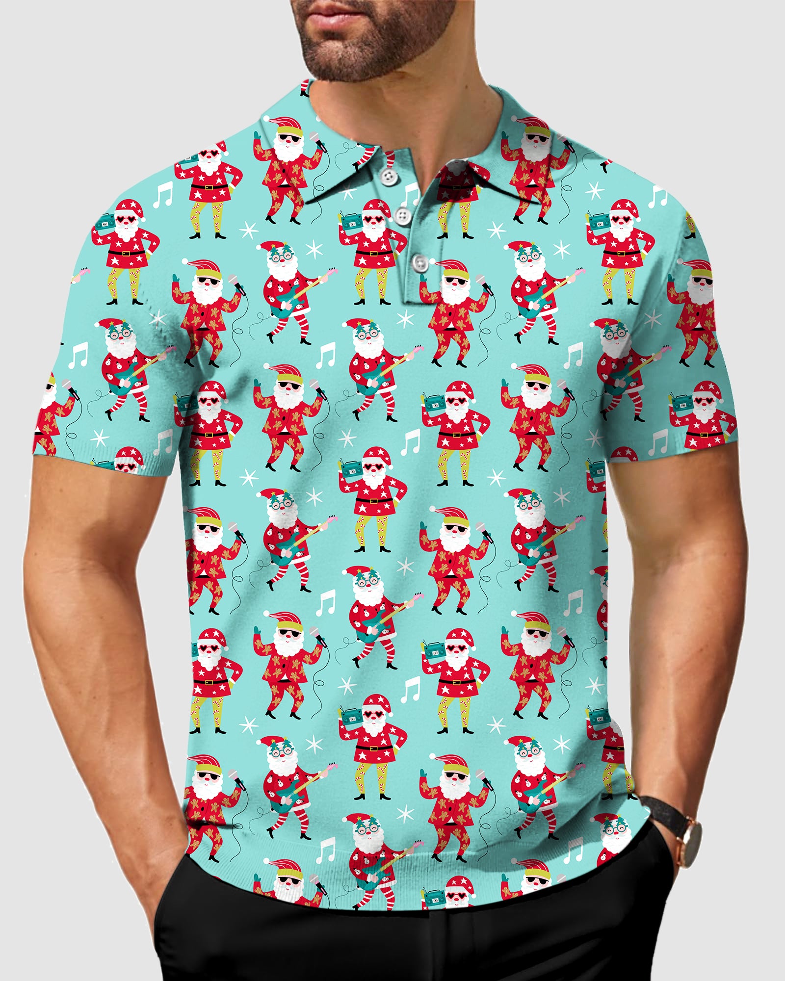 Men's Christmas Santa dance Golf Polo