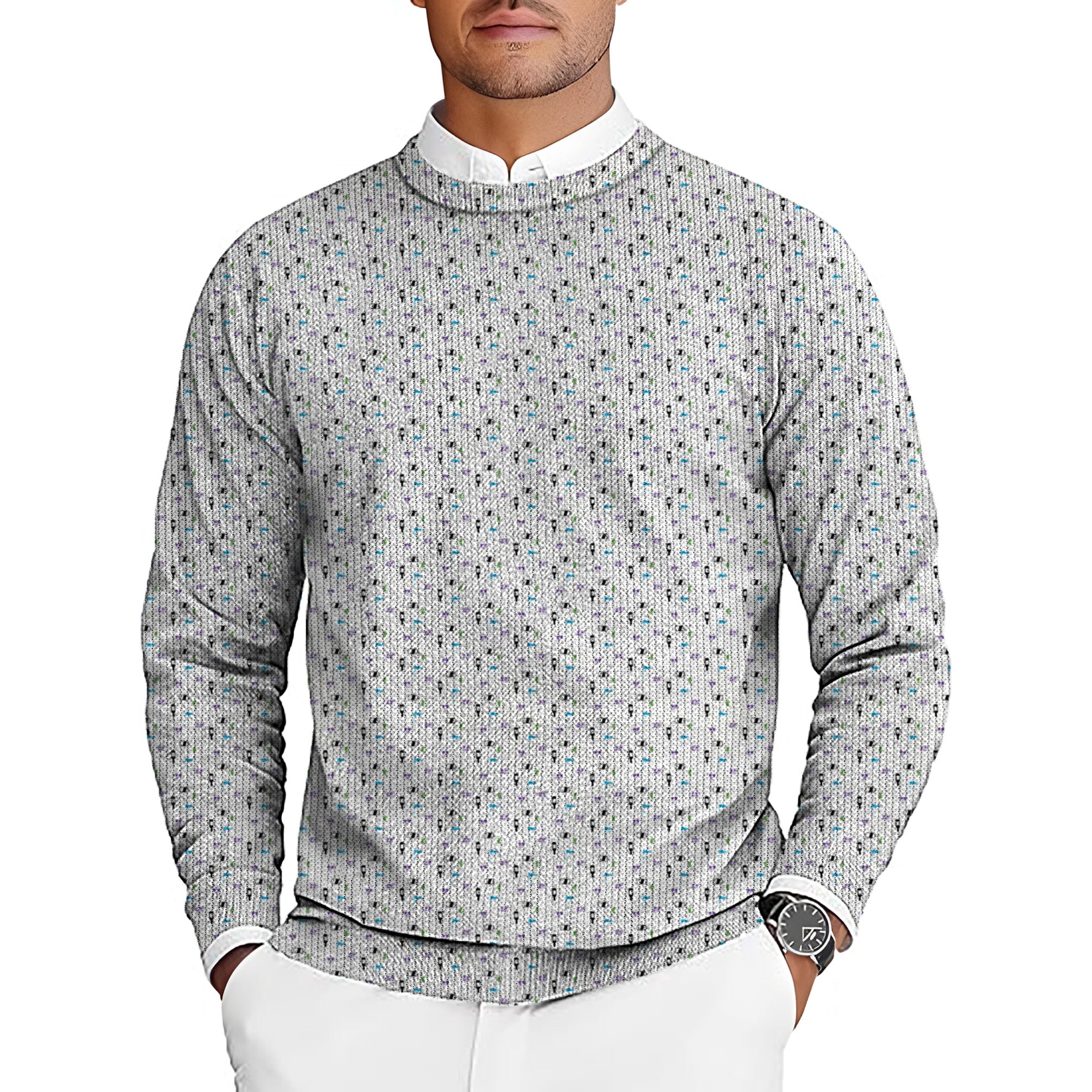 Transfusions Men's Golf Crewneck Pullover Sweaters Ugly Sweater