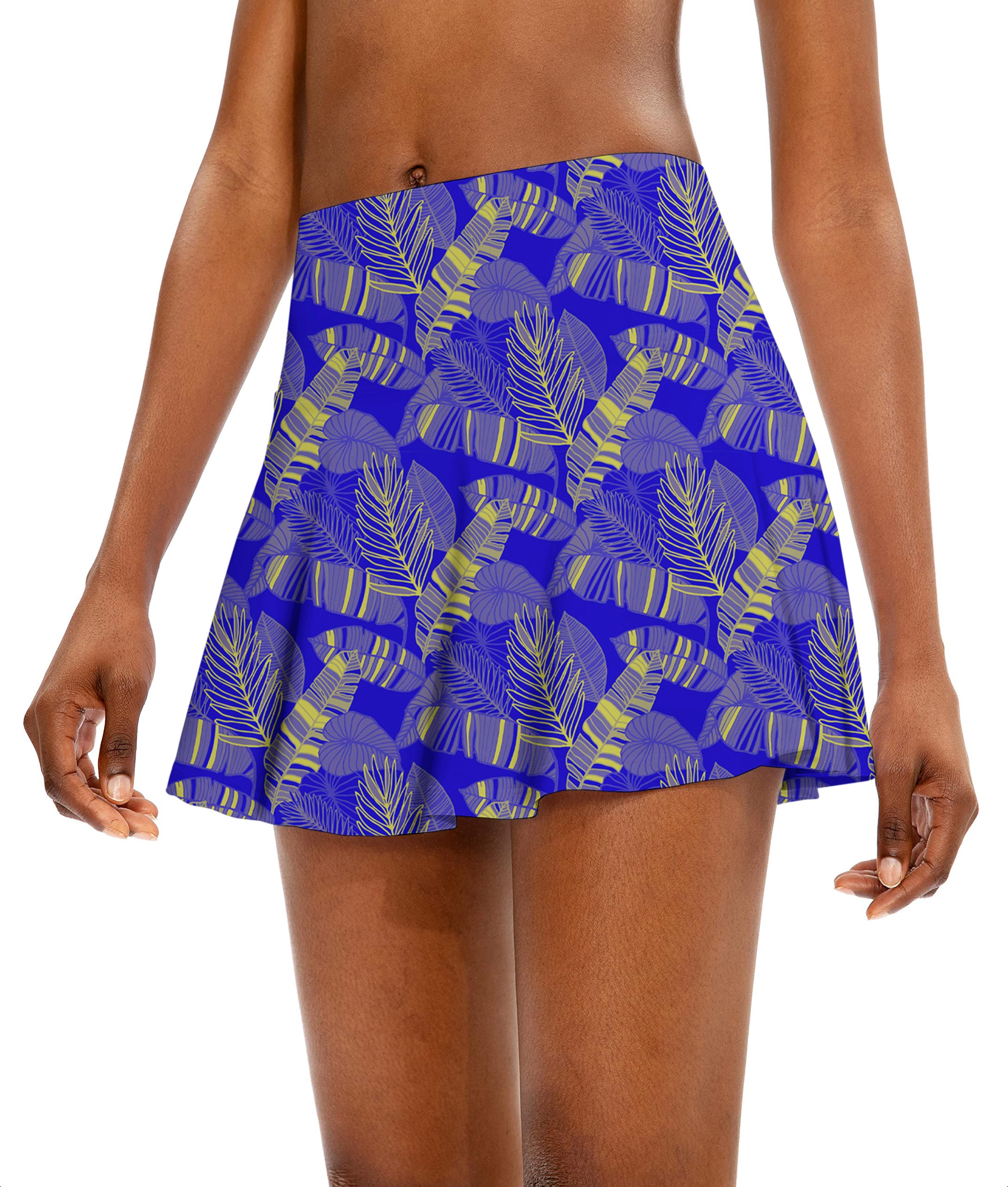 palms yellow Women's Athletic Golf Skorts Flared Skirts