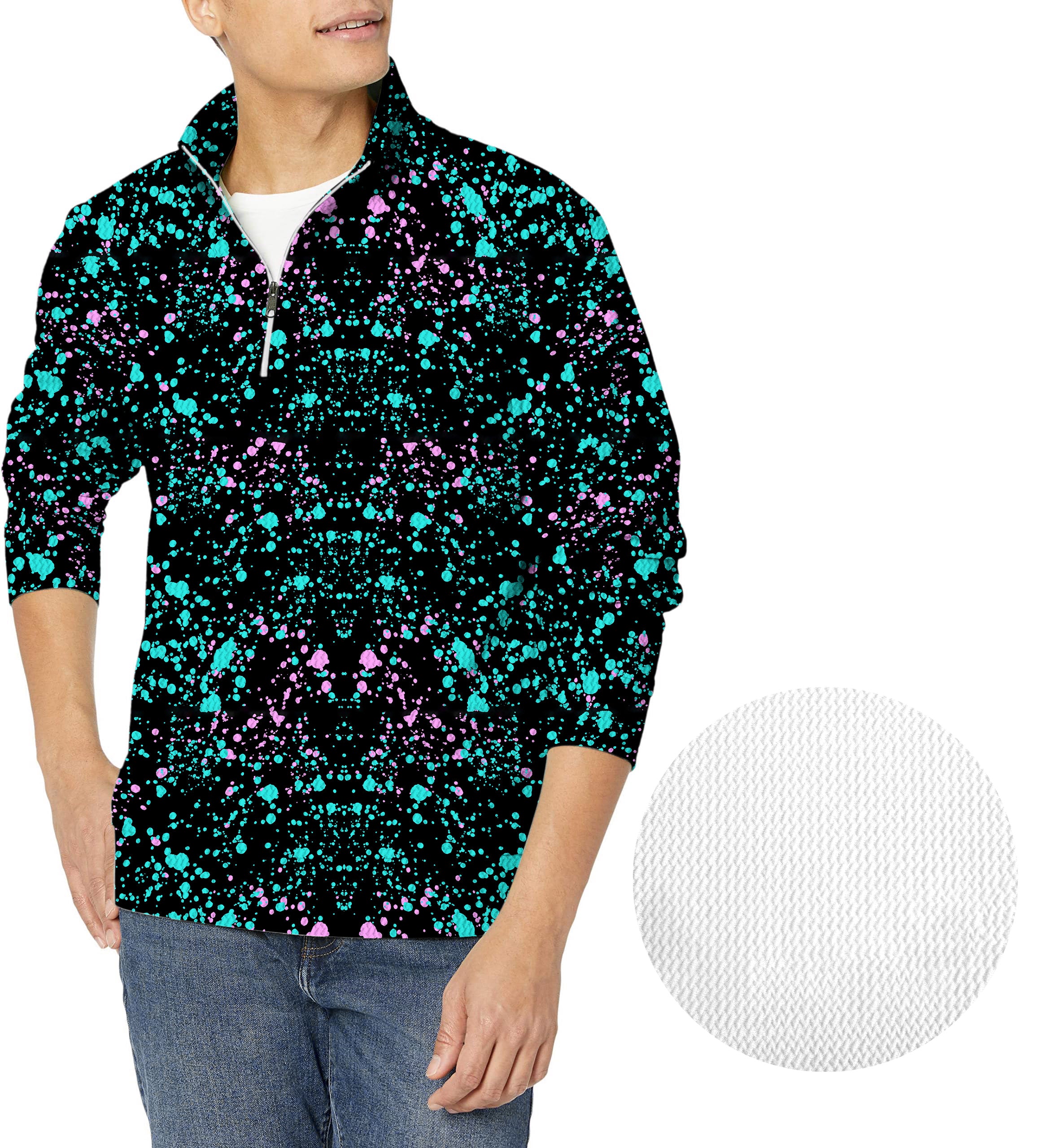 GALAXIES-Men's Golf Waffle Zipper Pullover