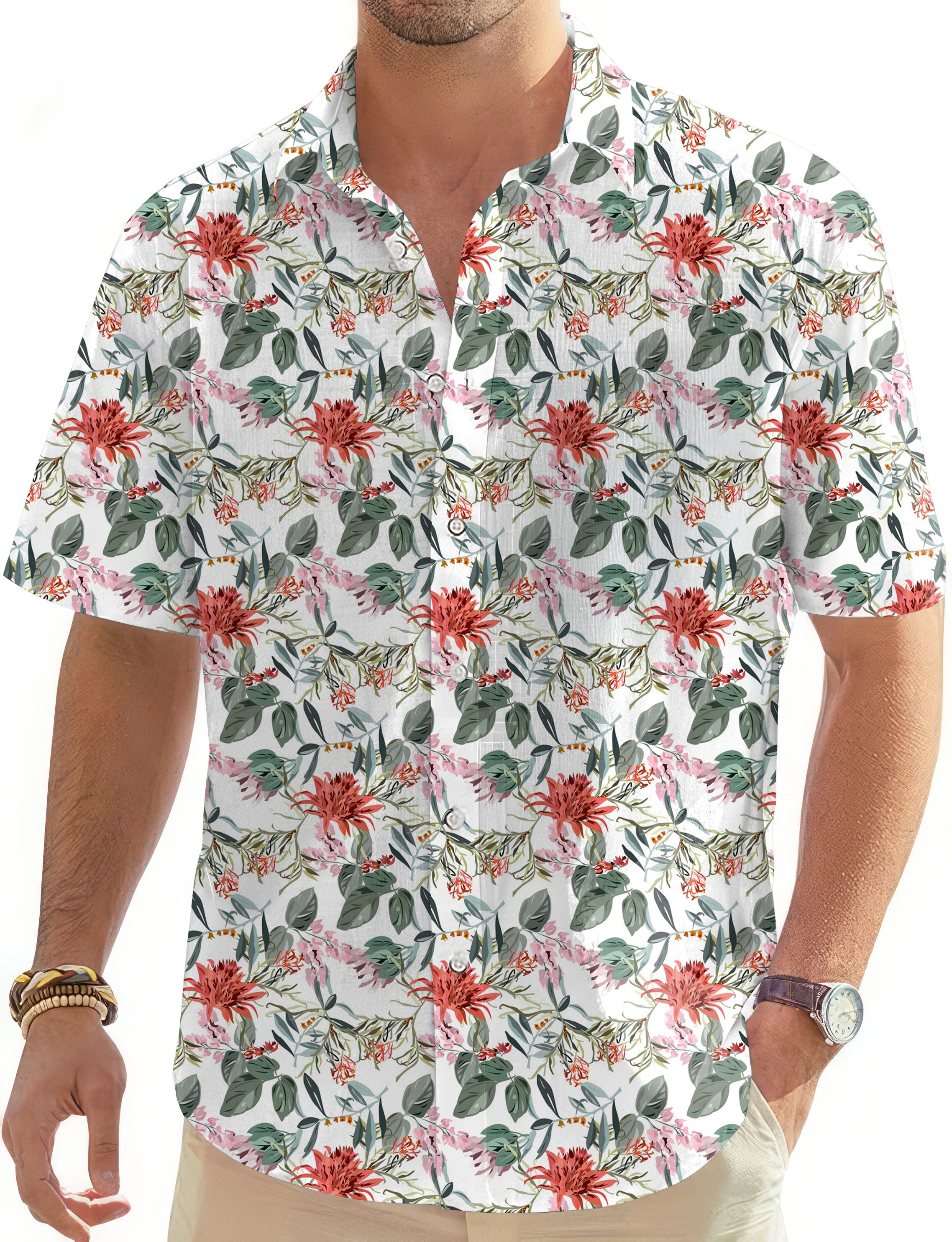 DAISY FLOWER-Men's Golf Hawaiian Shirts Button Down Shirt