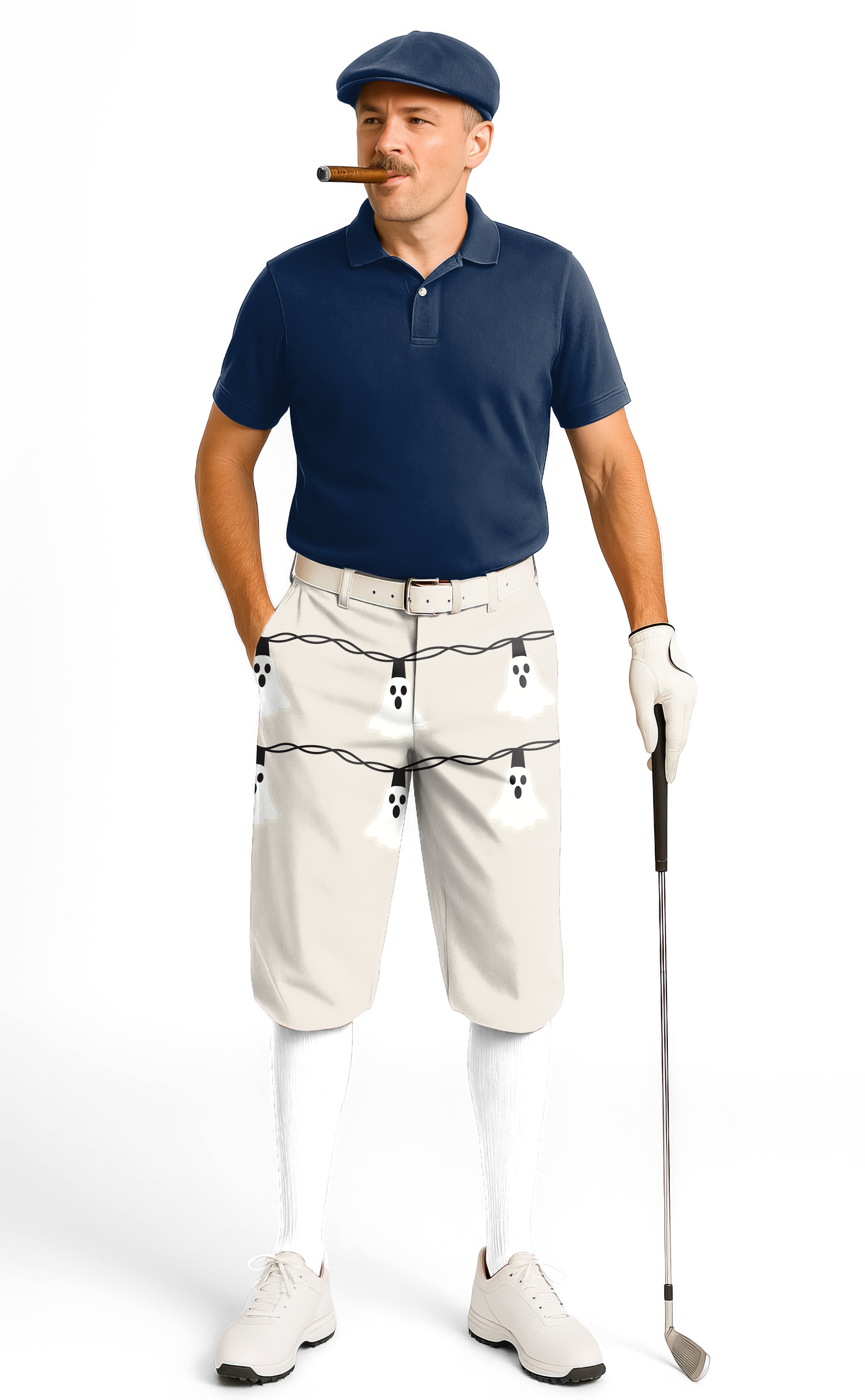 Halloween Ghost Light Men's Golf Knickers Pants
