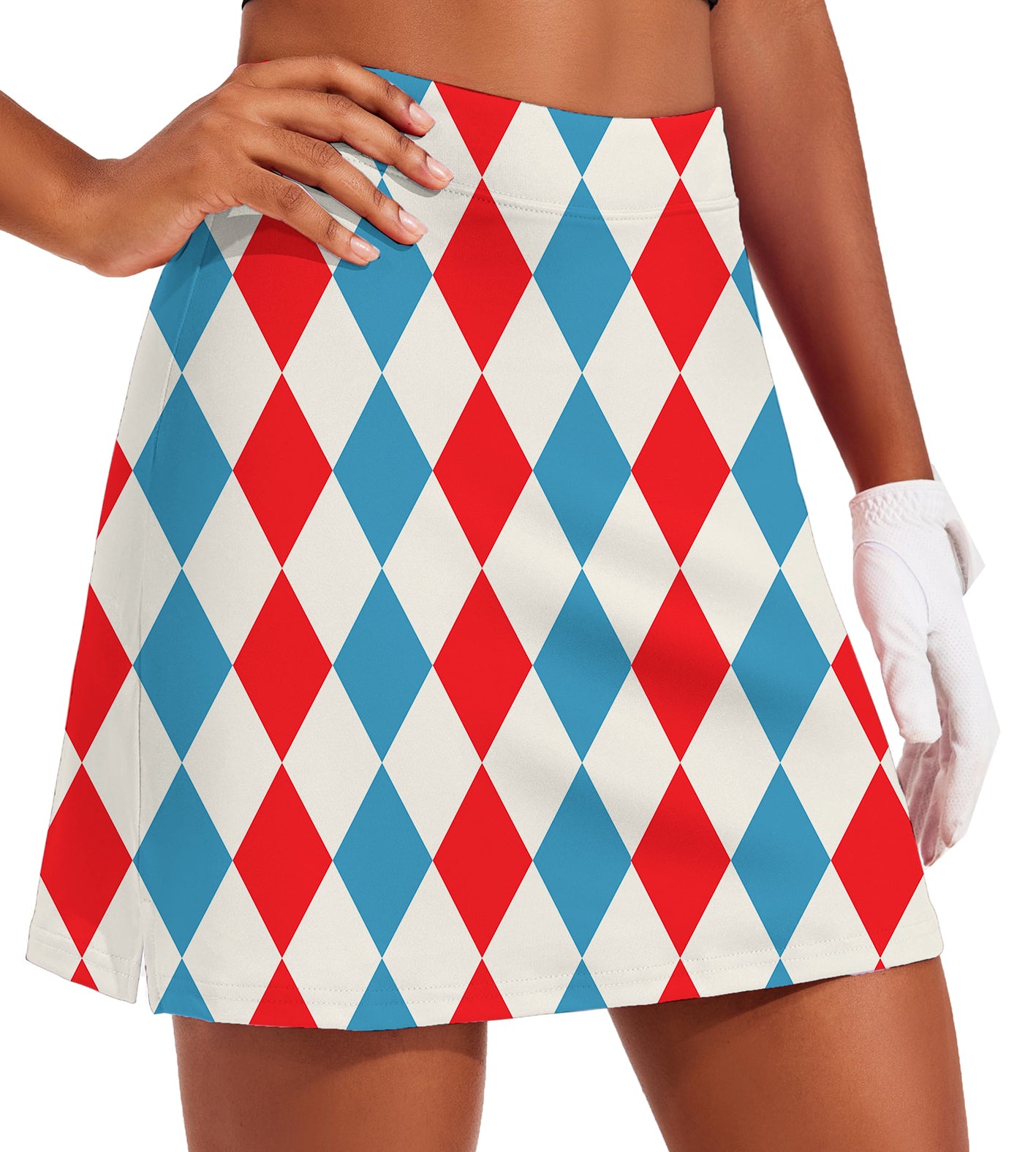 Women's Geometric checkerboard Argyle Golf Skirts Inner Shorts Pocket
