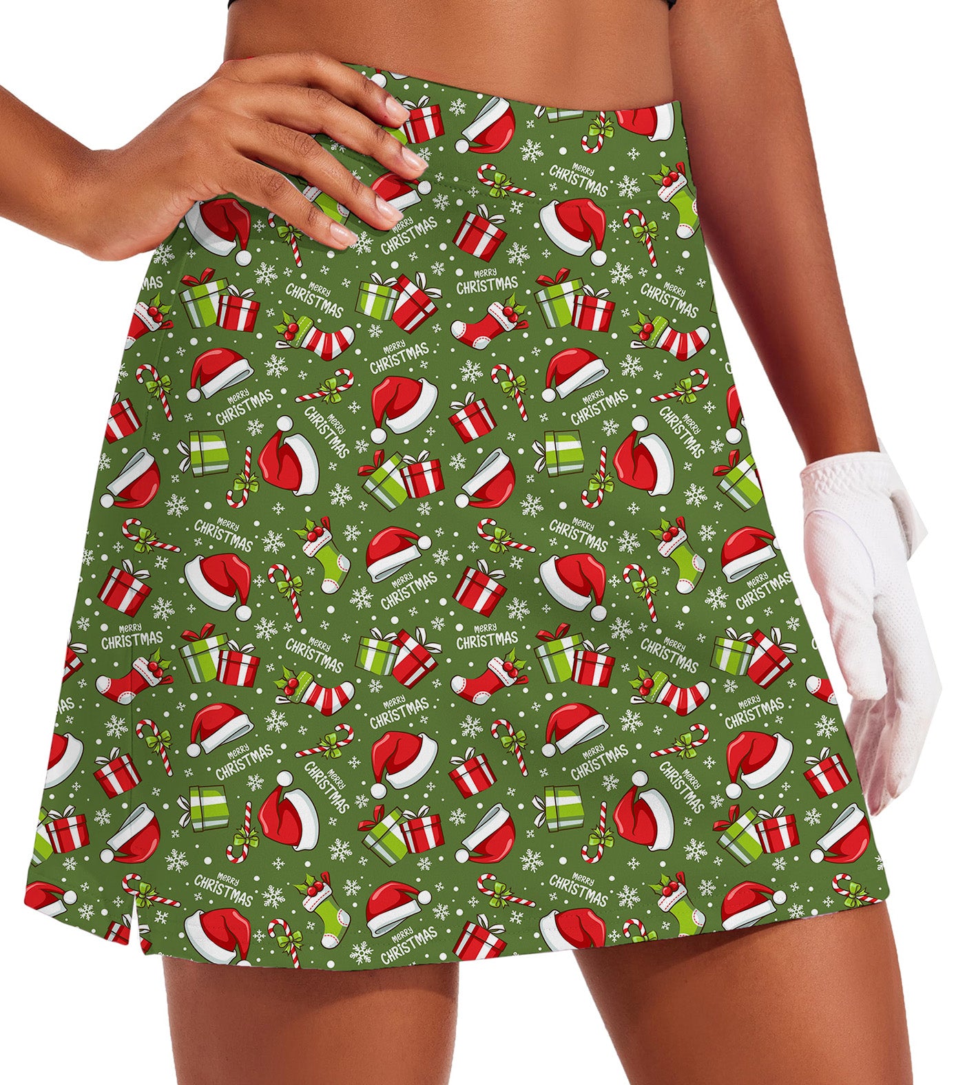 Women's Very Merry XMAS Golf Skirts Inner Shorts Pocket