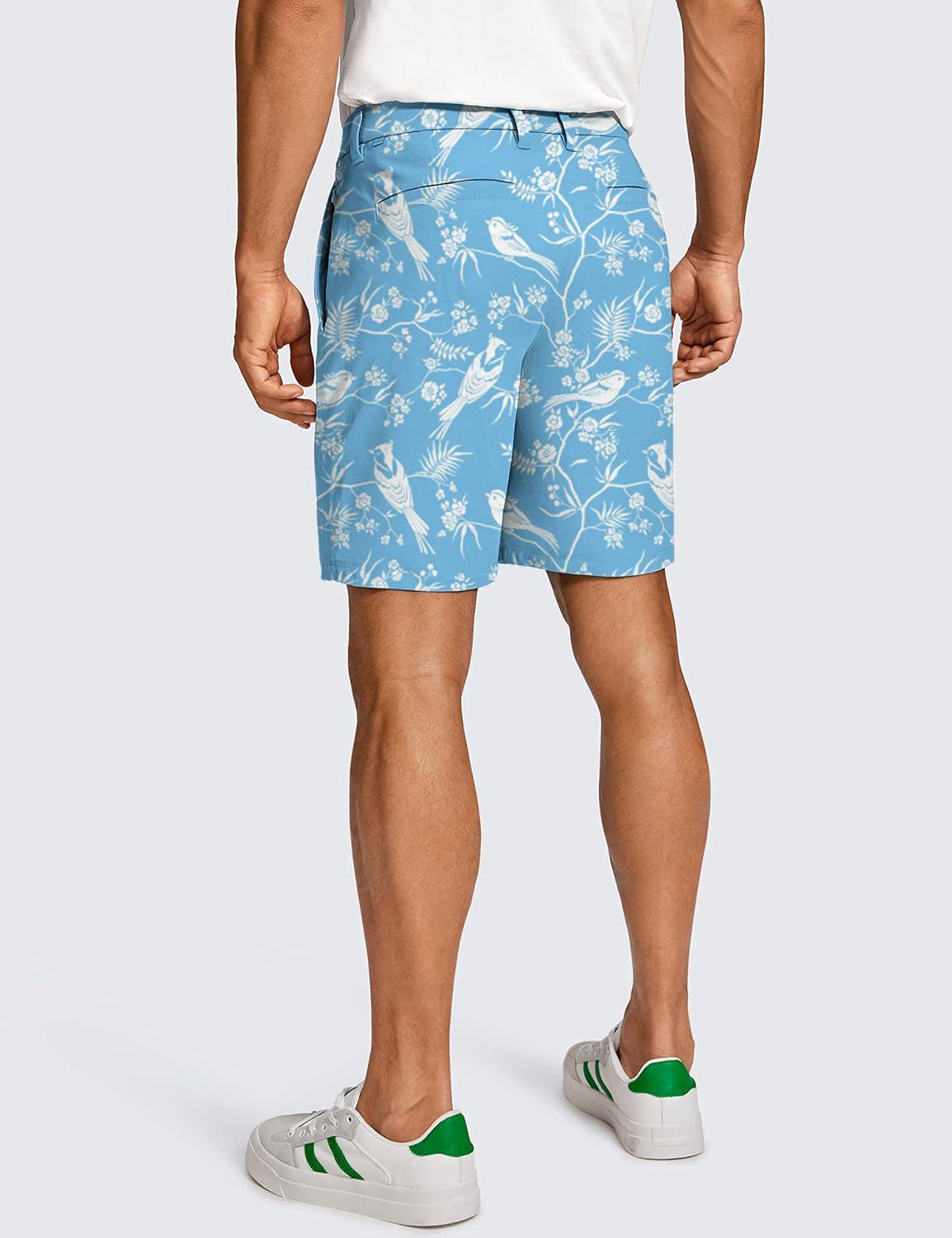 Men blooming branches trees and birds Golf Shorts