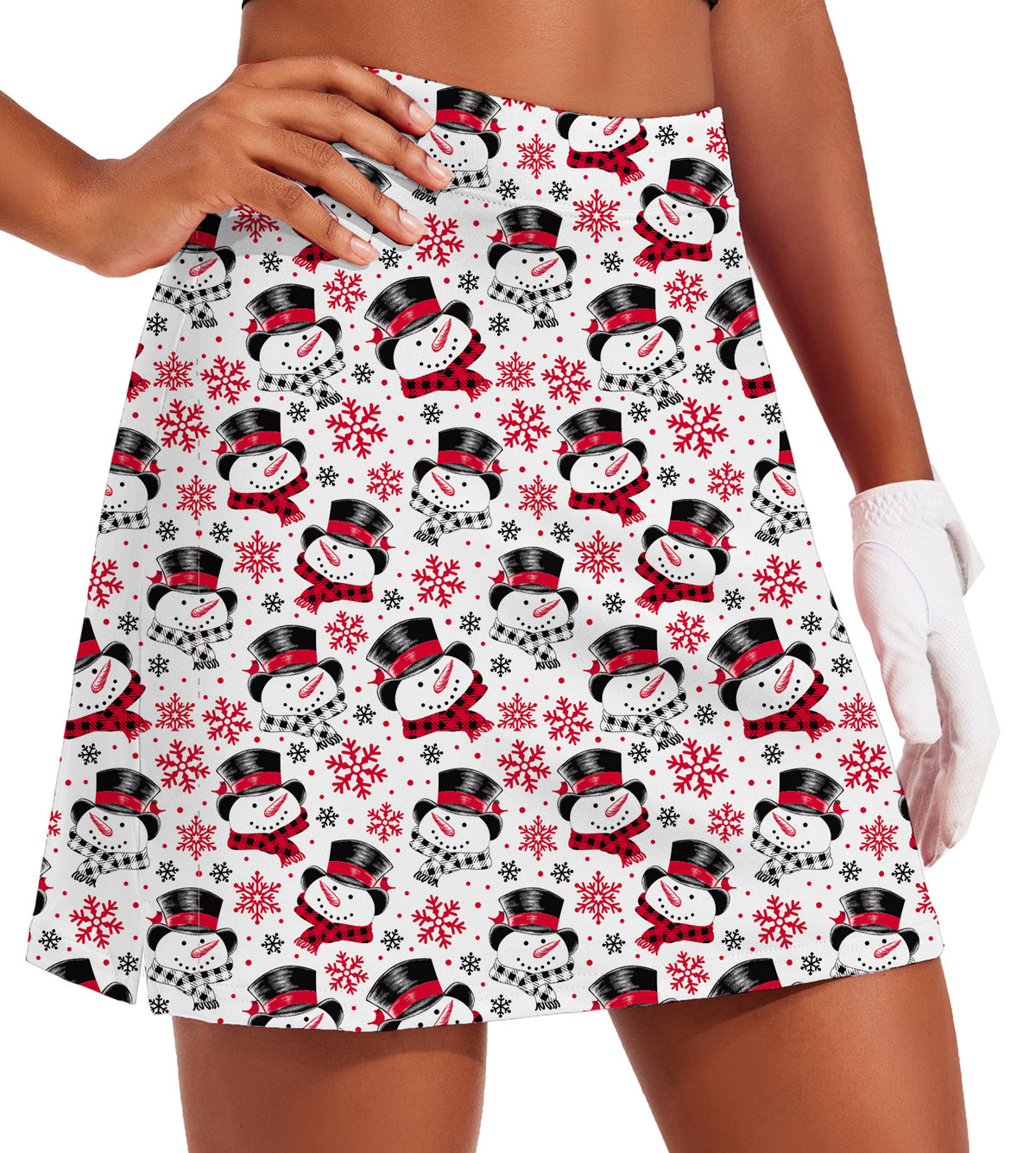 Women's - Christmas Snowman Golf Skirts Inner Shorts Pocket