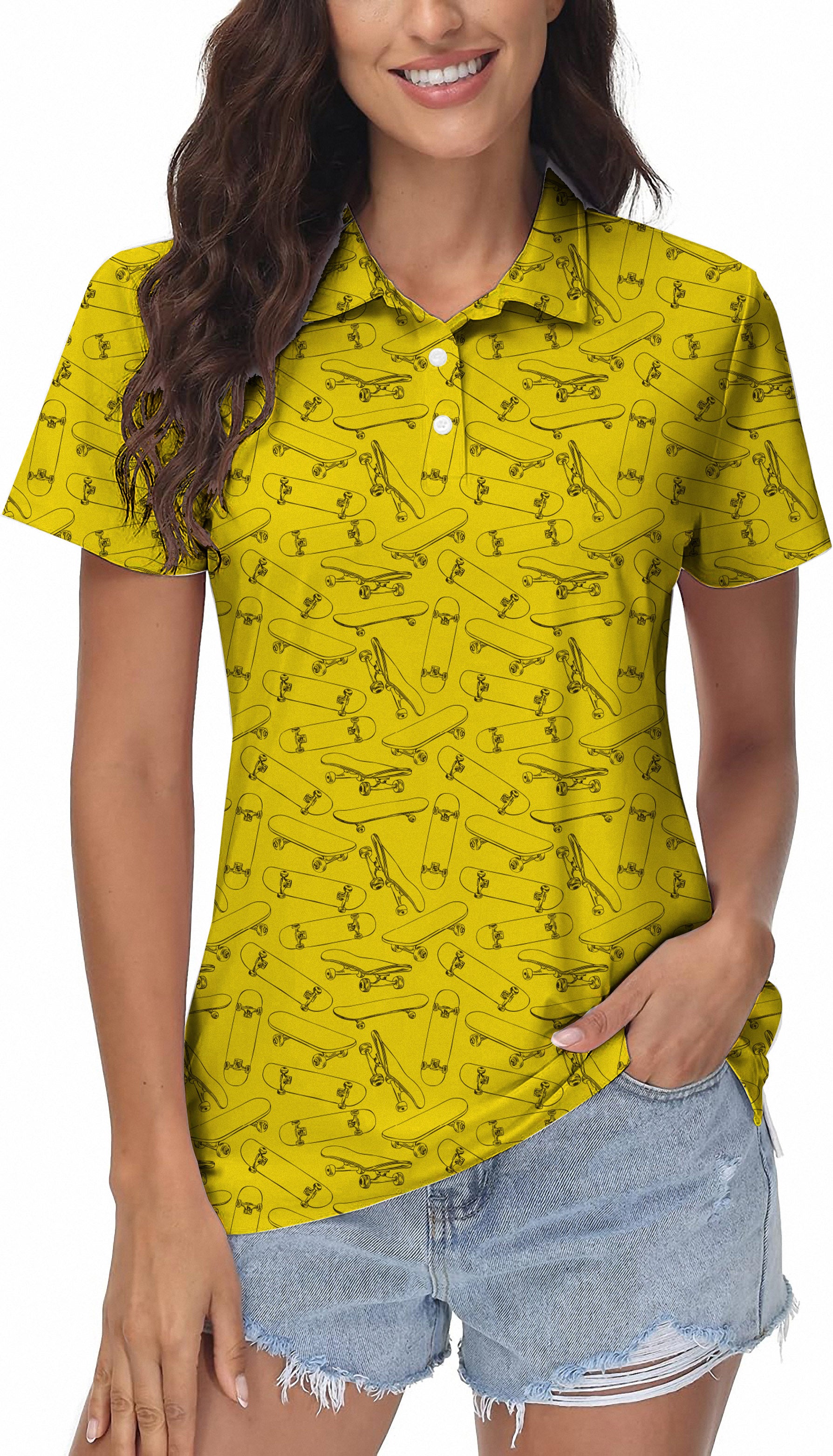 Yellow Skateboard Women's Golf Polo