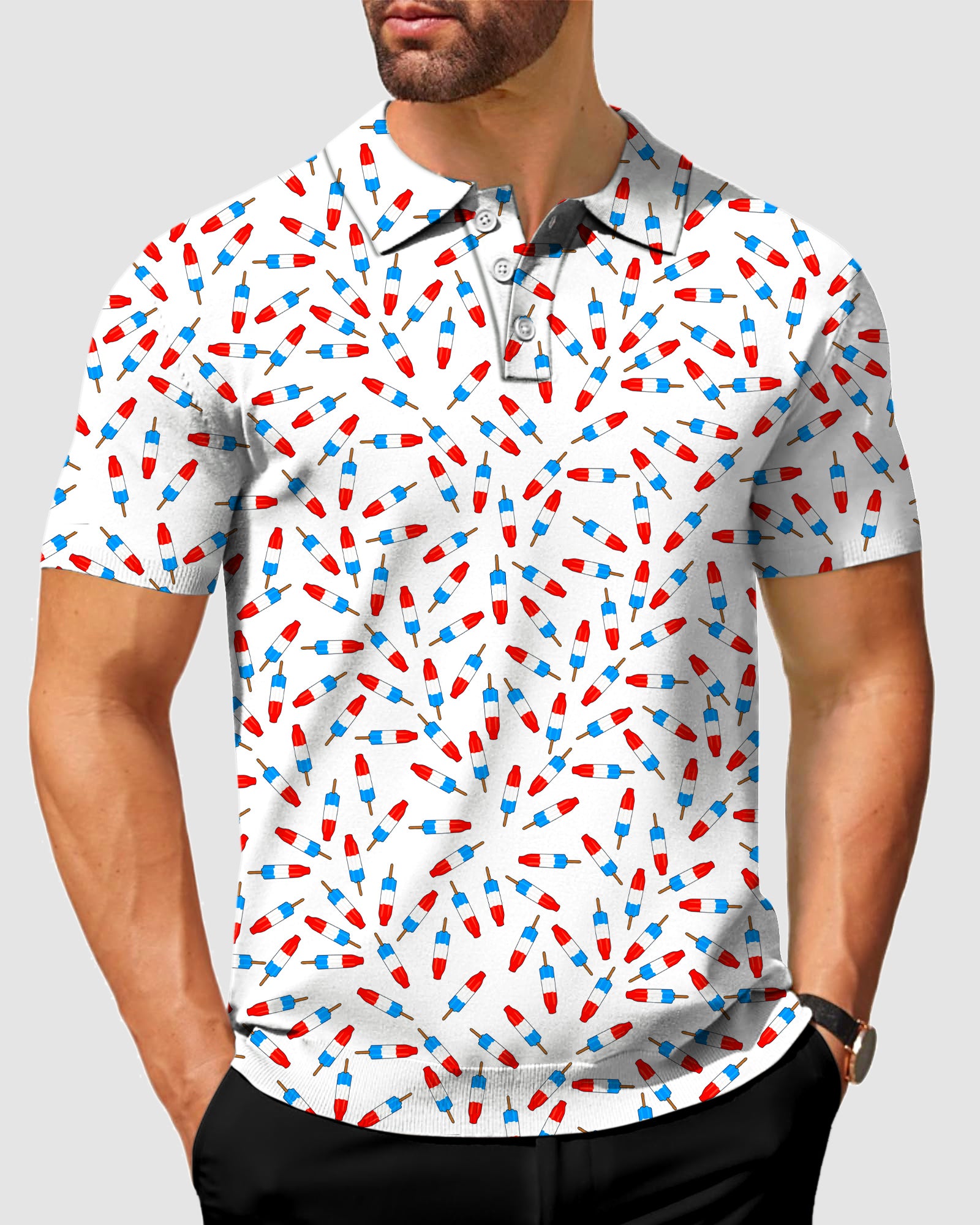 Men's bomb pop white Designer style Polo