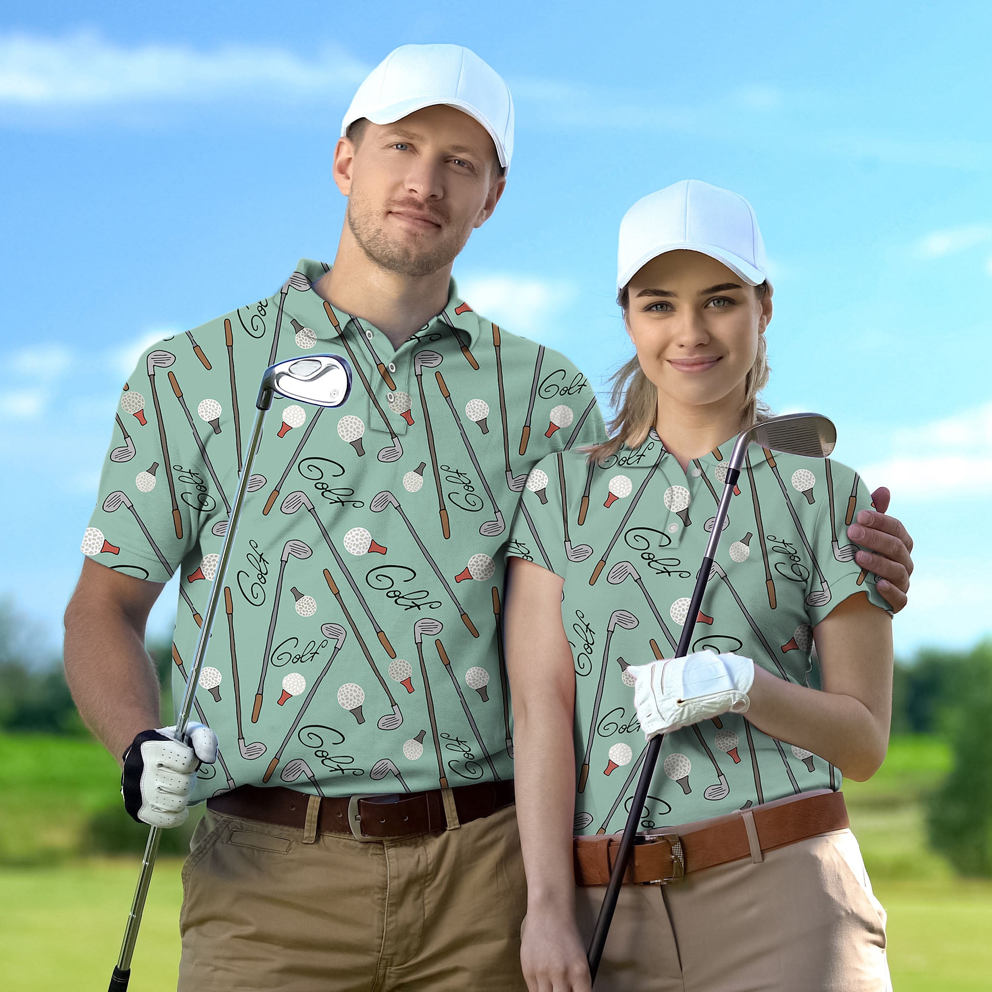 Golf Polo Couple Family set Clubs and Balls