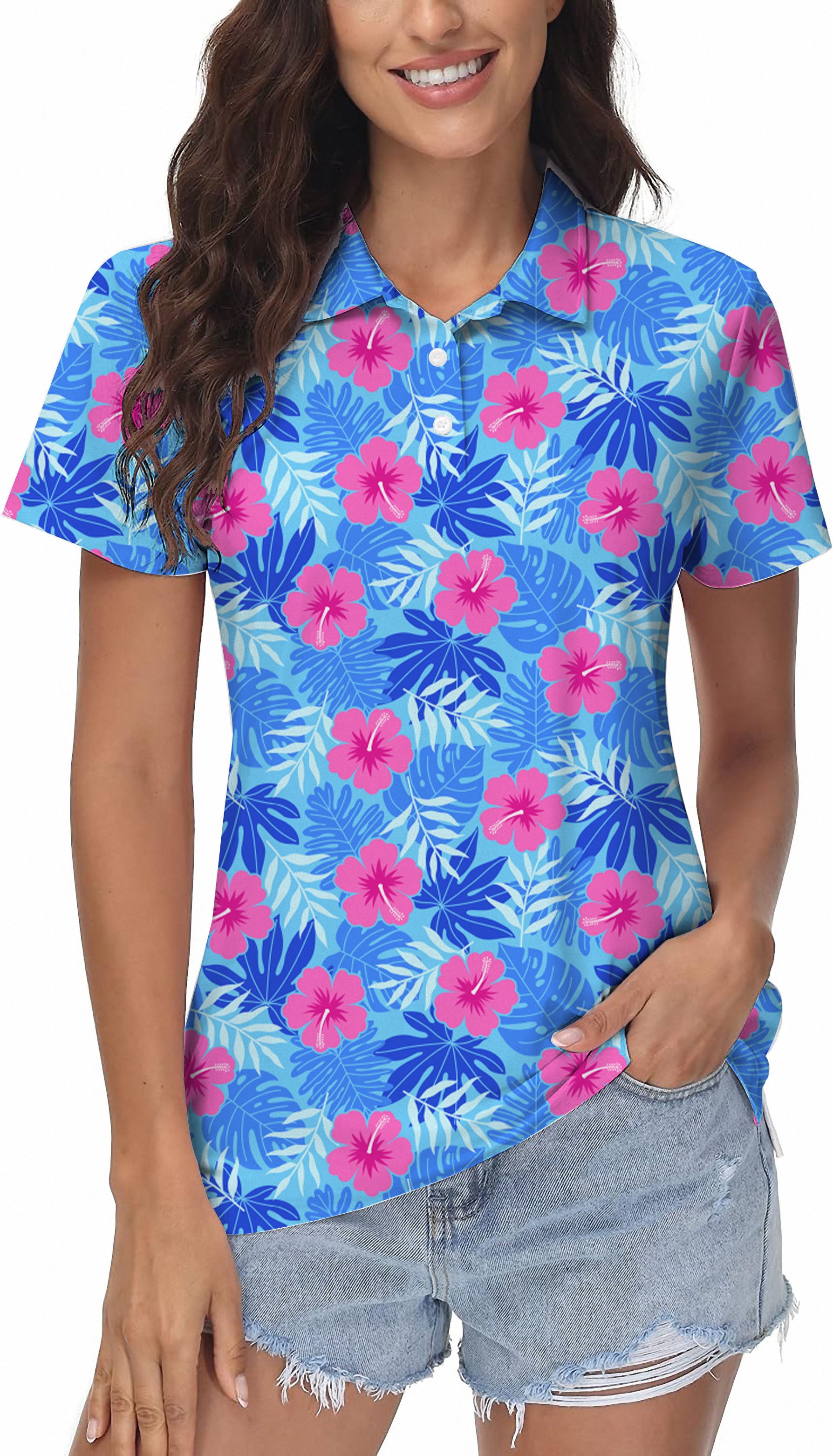 Vivid Bloom flower Women's Golf Polo