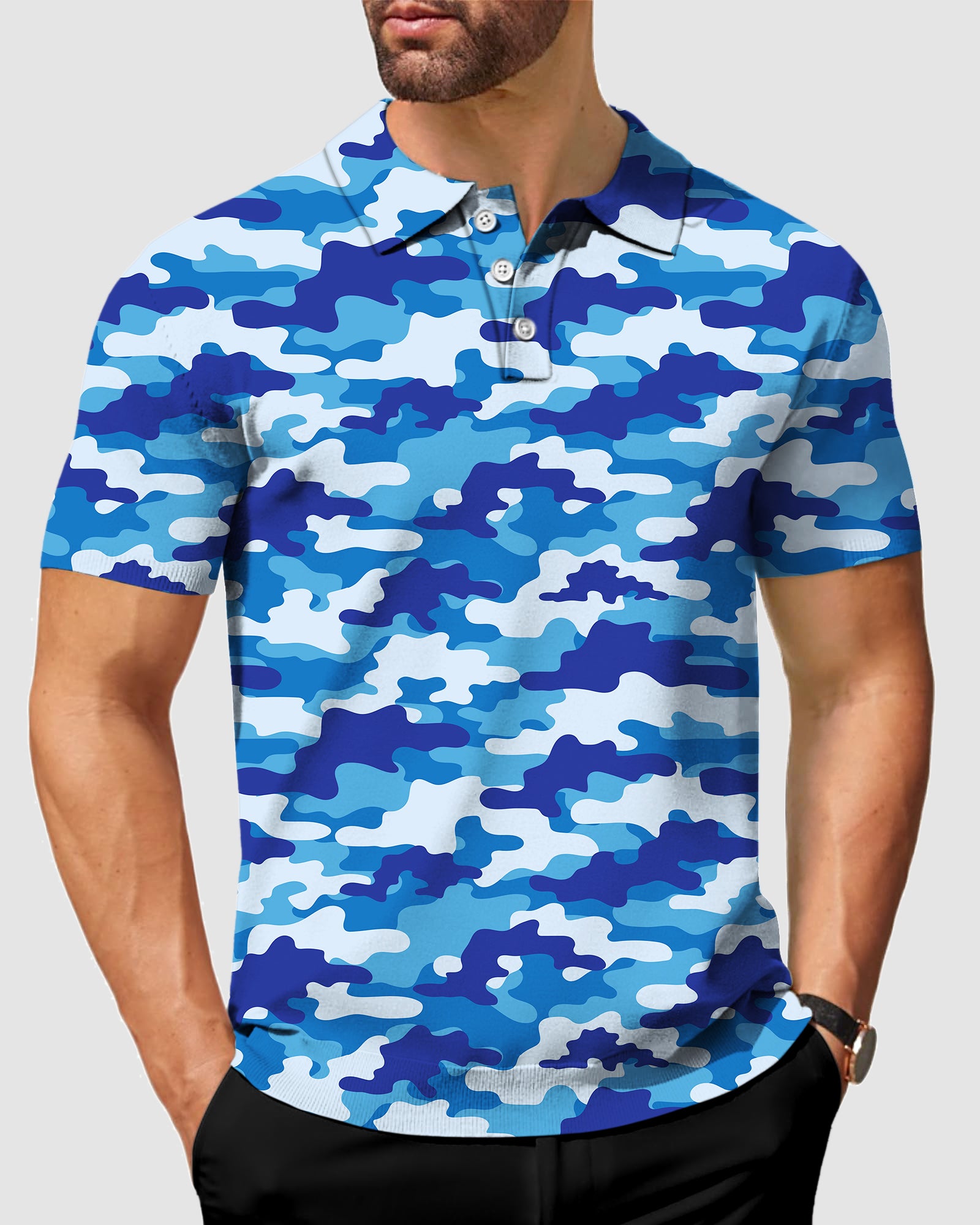 Men's Blue Camo Golf Polo