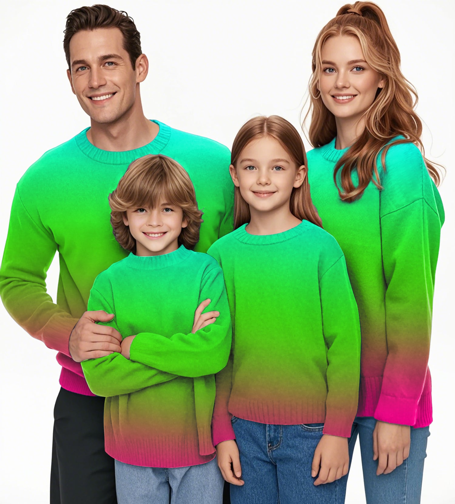 Neon Gradients Crewneck Pullover Ugly Sweater Men Women boy girl family