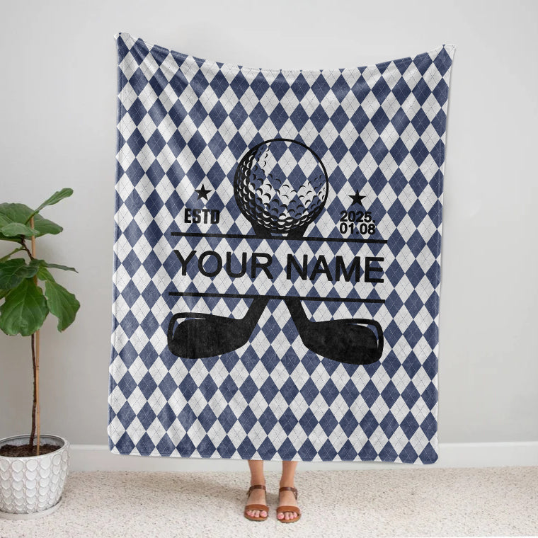 Personalized Your Date Name Golf Fleece Blanket | Sherpa Blanket Sports Team gift