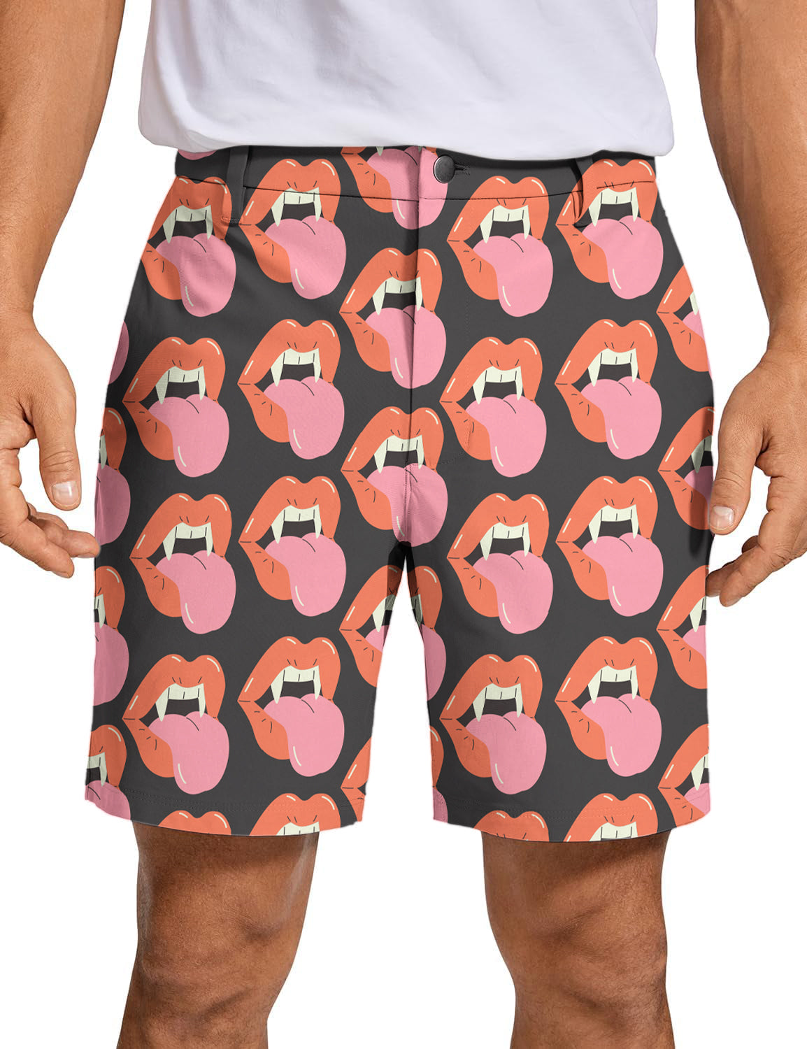 Men's Halloween Vampire Mouth Golf Shorts