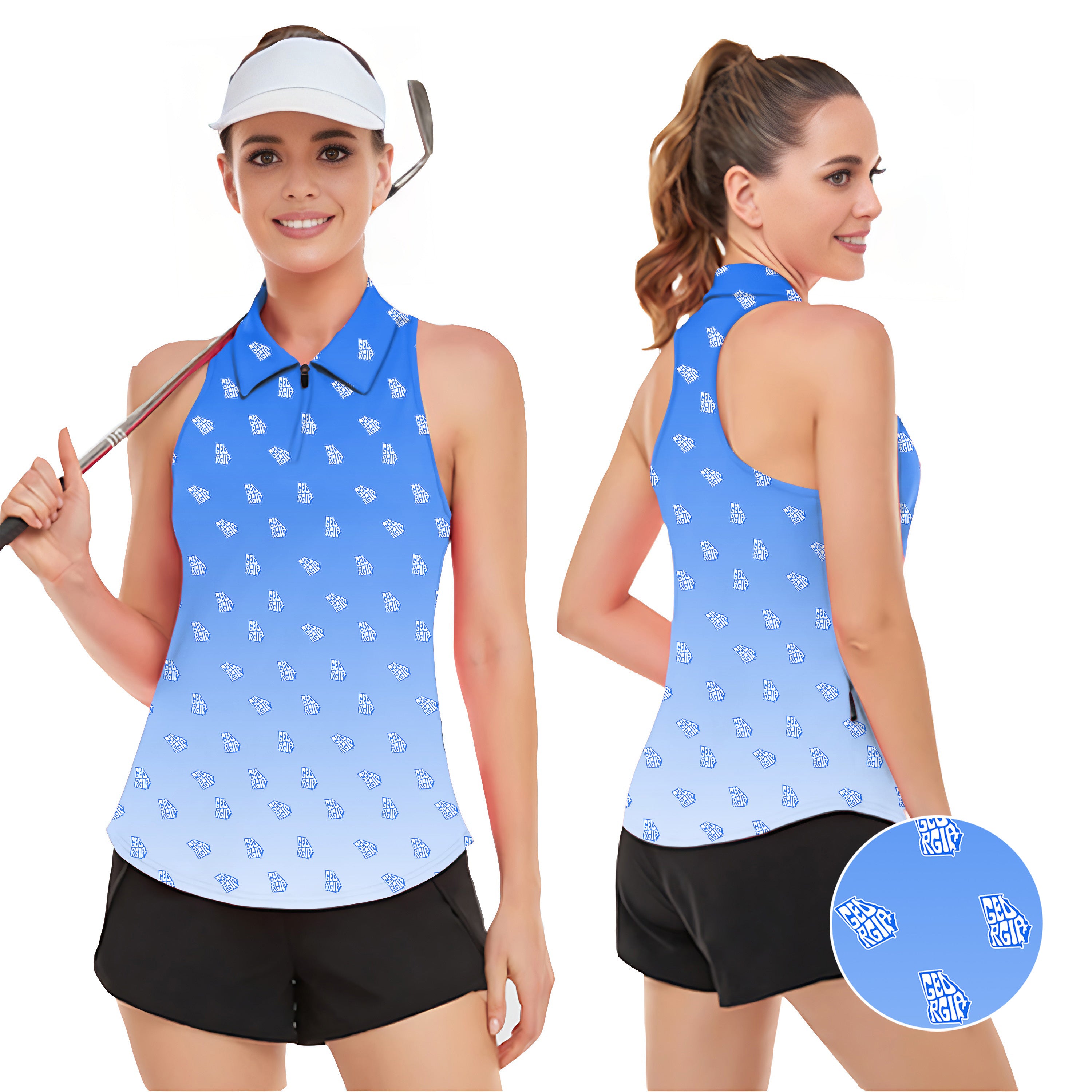 Blue Georgia Women’s Sleeveless Golf Tank Top Shirt Polo
