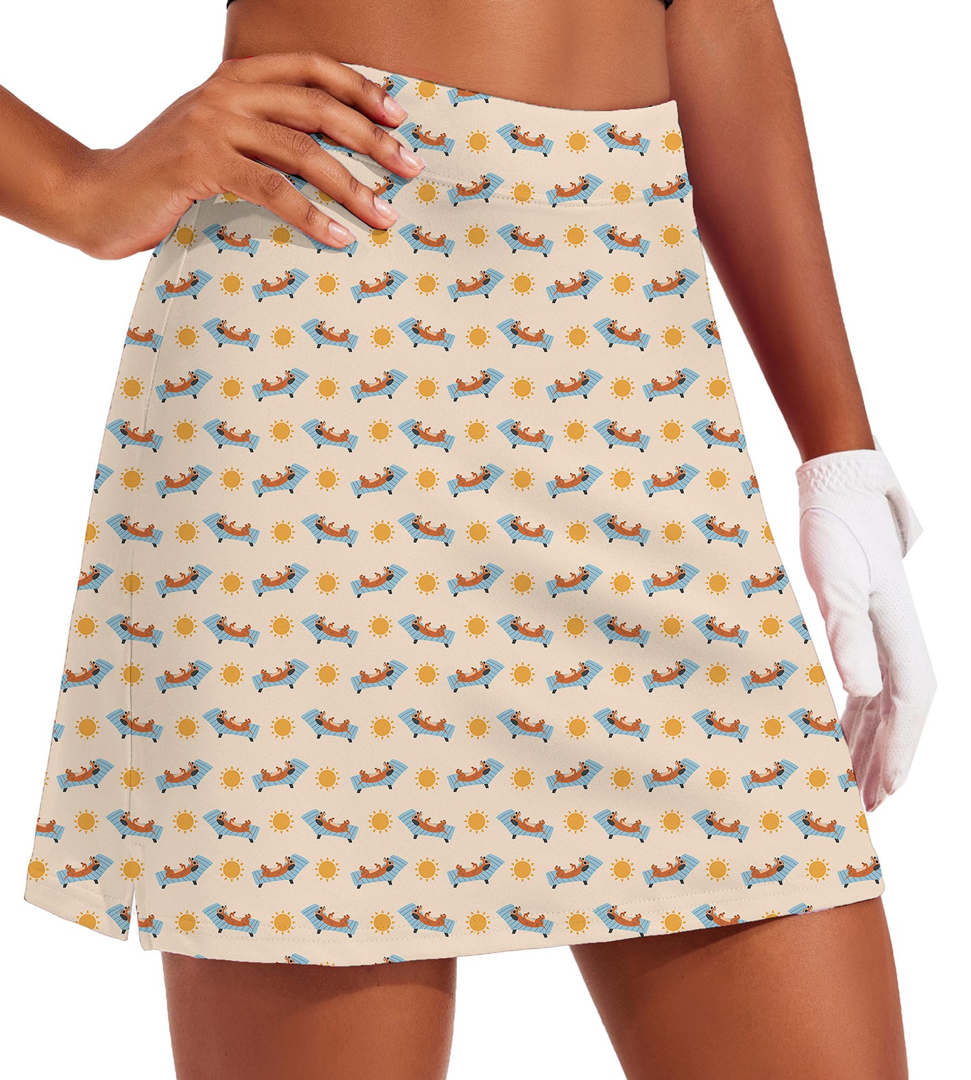 Women's Dachshund Sunbathing Golf Skirts Inner Shorts Pocket