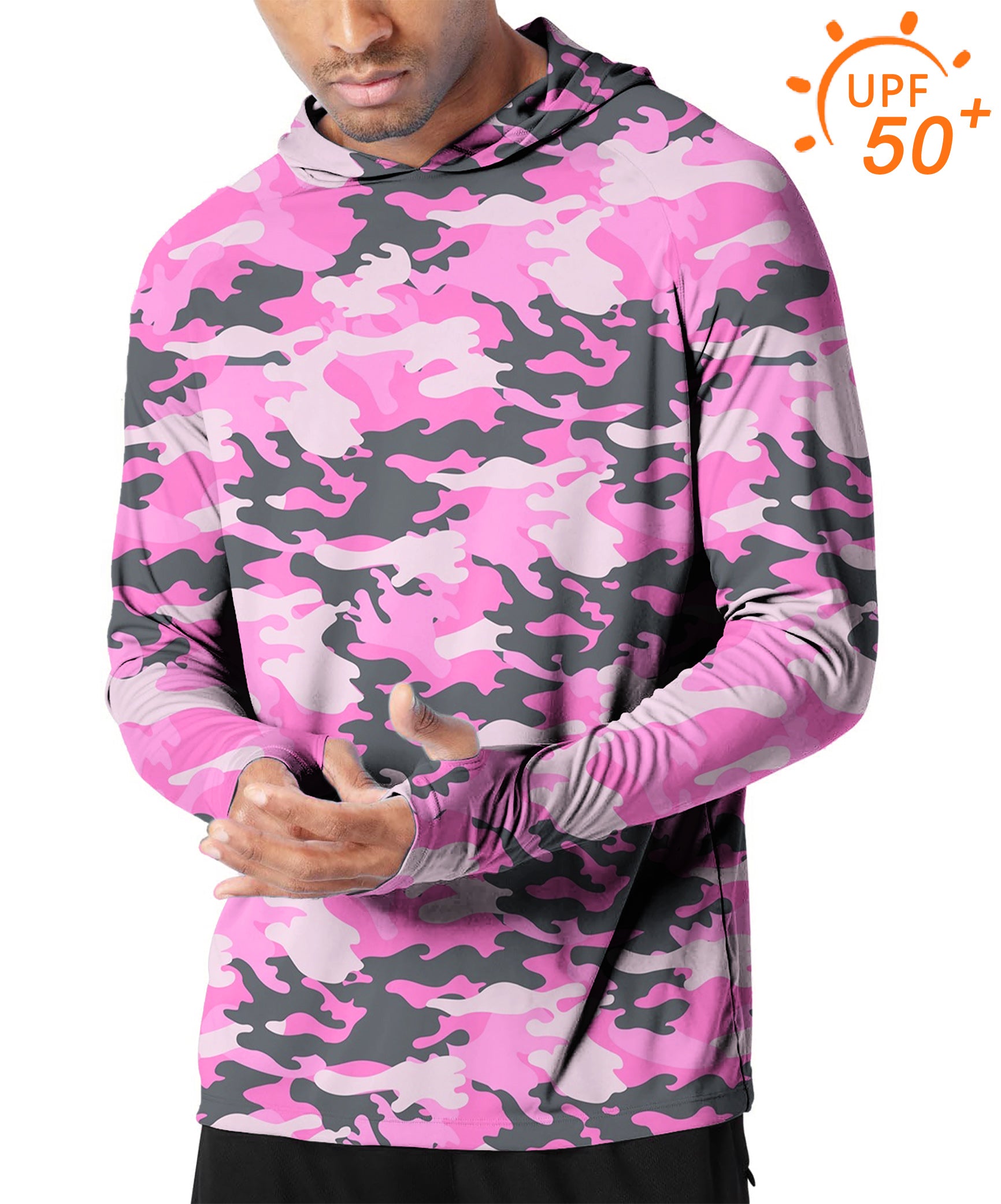 Men's Outdoor Pink Camo Golf Sun Protection Slim Fit  hoodies