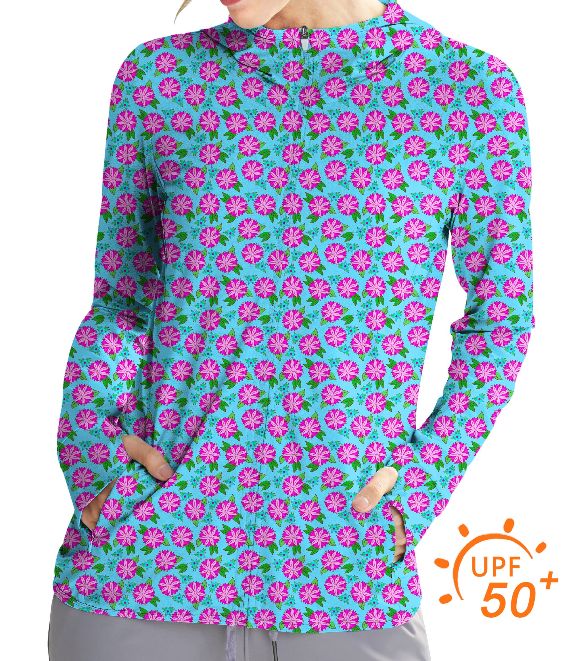 Women's Outdoor flower Golf Sun Protection Slim Fit zip hoodies