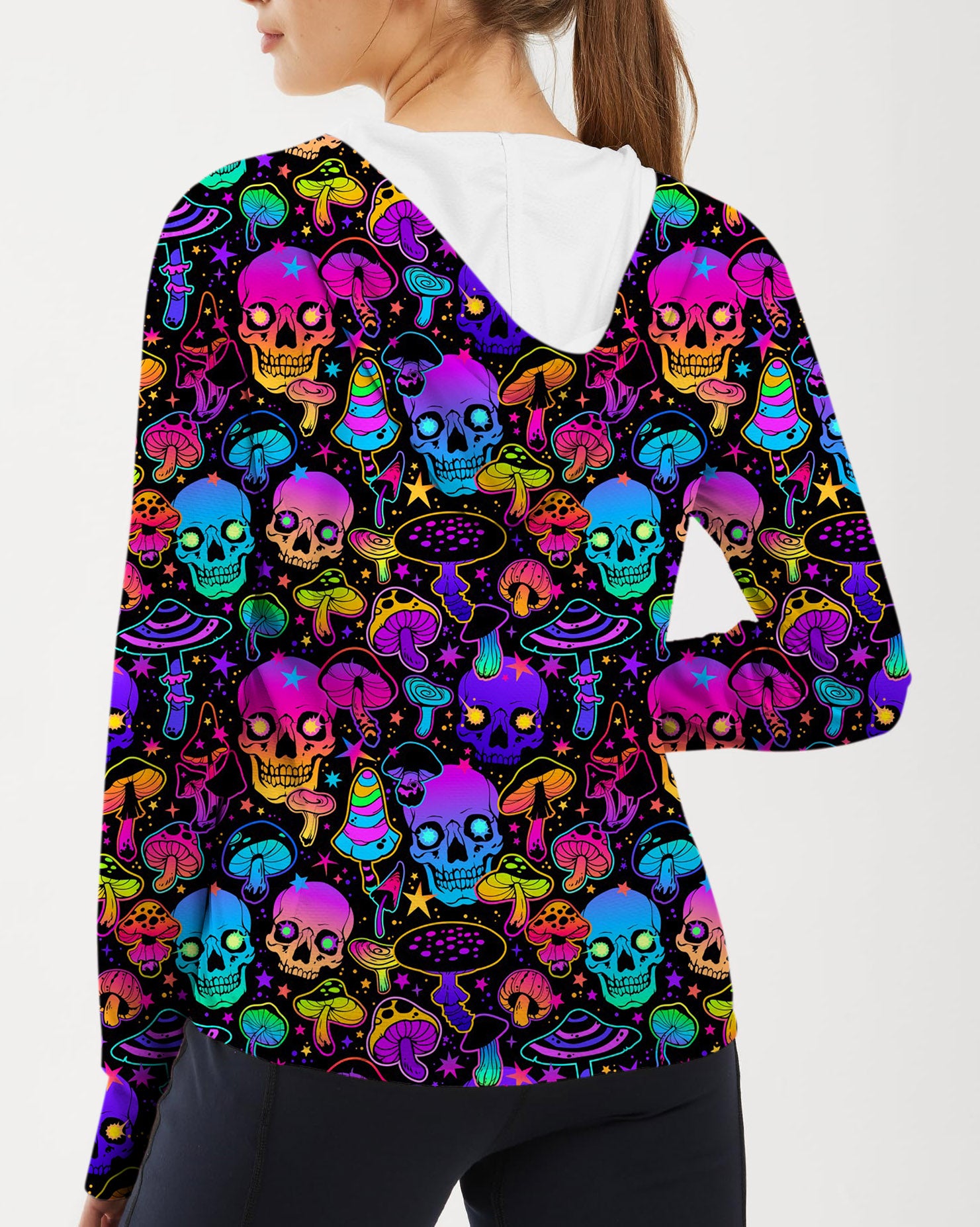 Women's Outdoor neon skull Golf Sun Protection Slim Fit zip hoodies