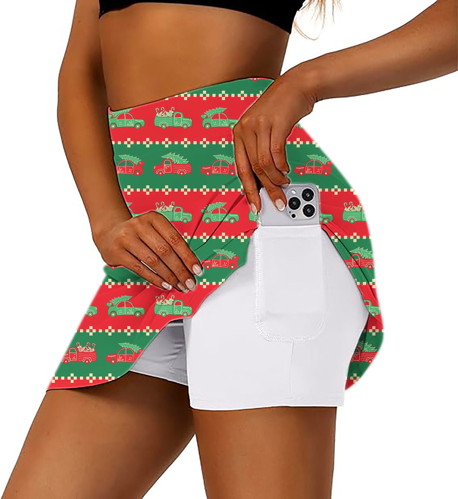 Truck Christmas Gift Women's Athletic Golf Skorts Flared Skirts