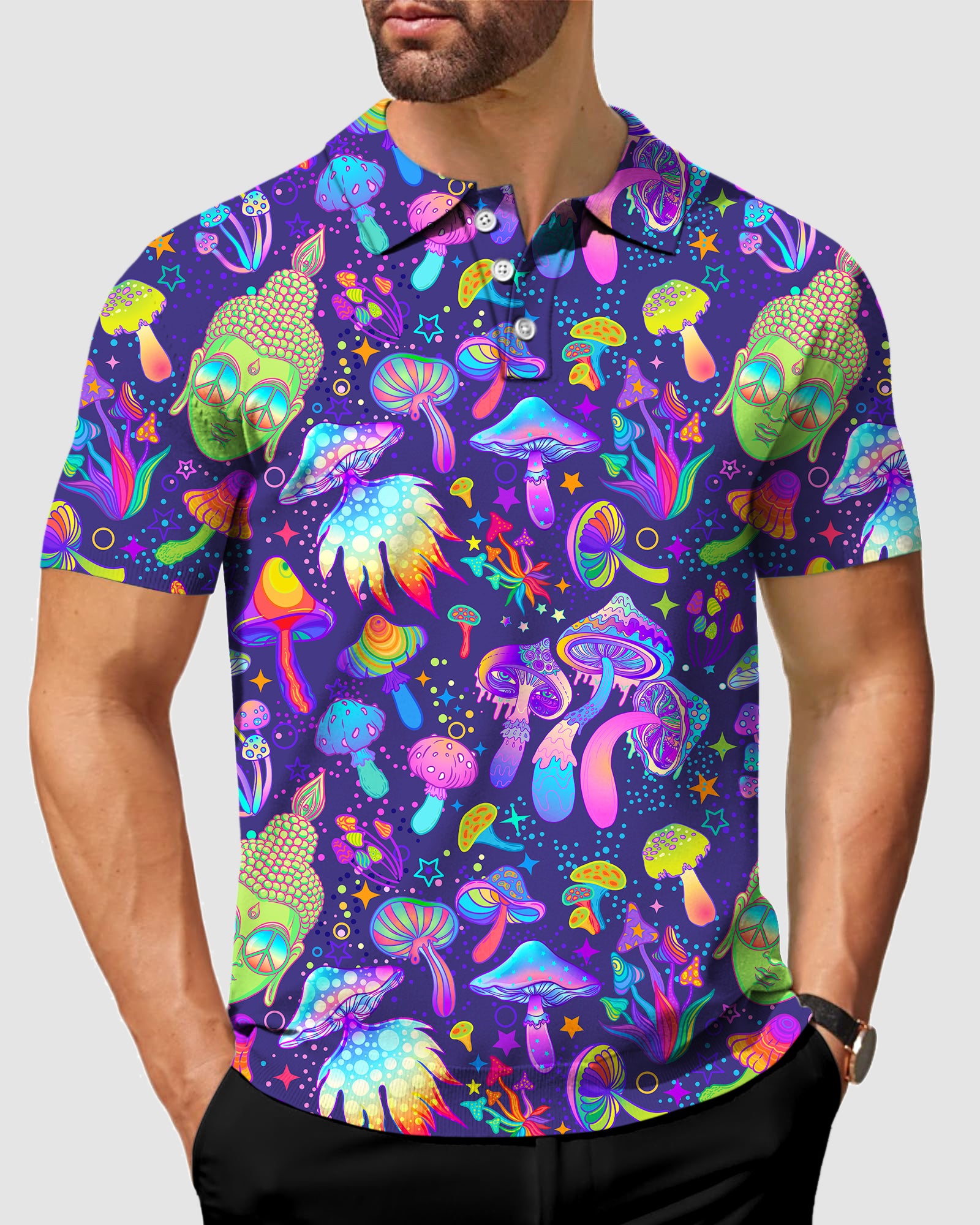 men's golf magic mushroom polo