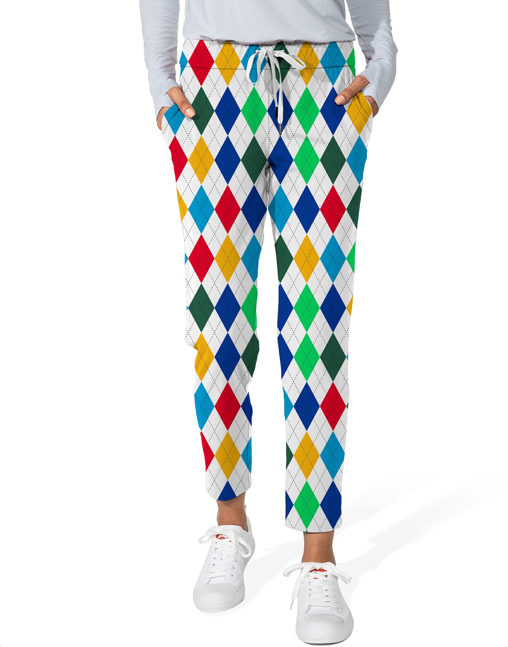 Argyle Colorful-Women's 7/8 Stretch Ankle Golf Pants