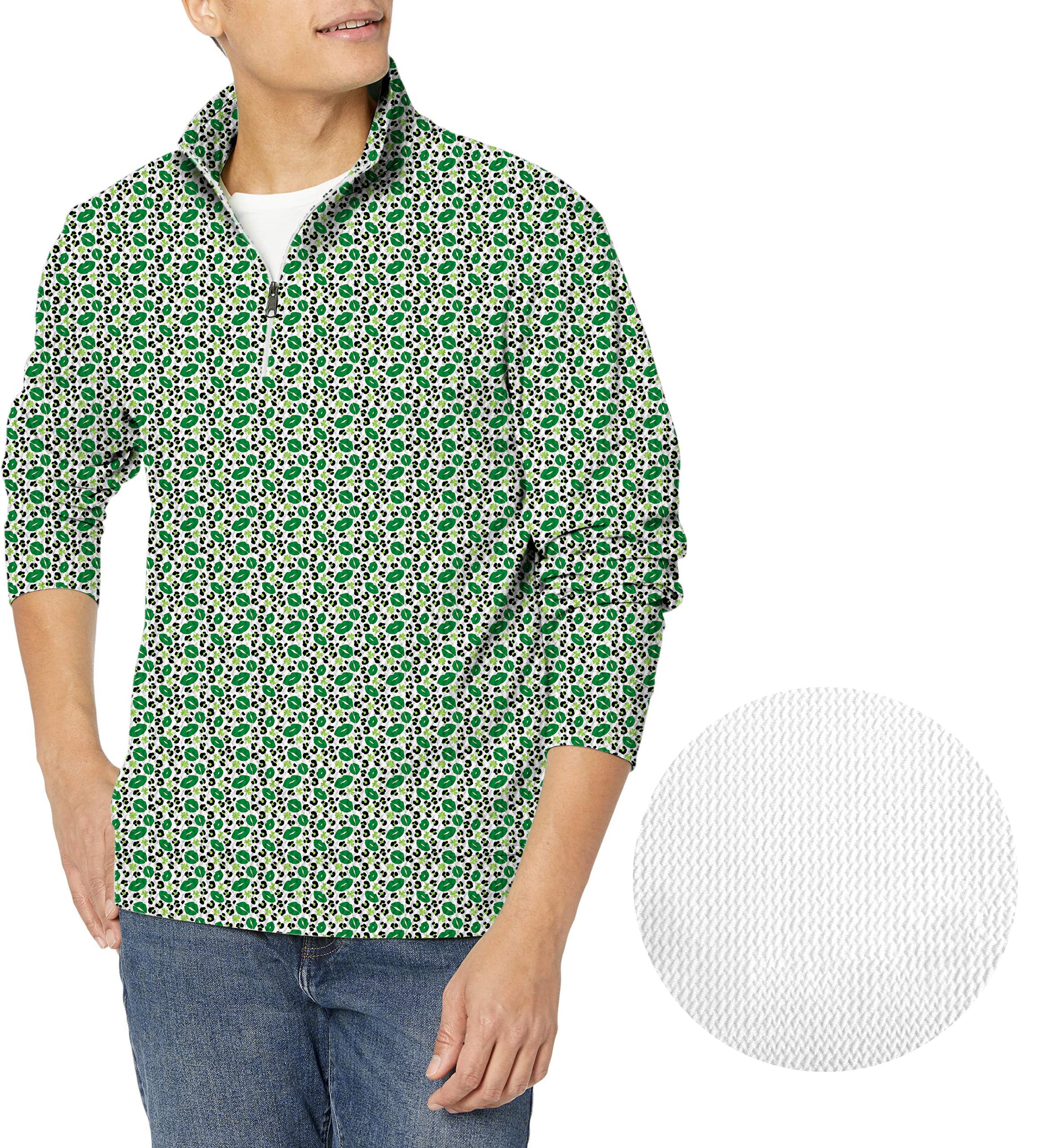 Green leopard kiss St. Patrick's Day-Men's Golf Waffle Zipper Pullover